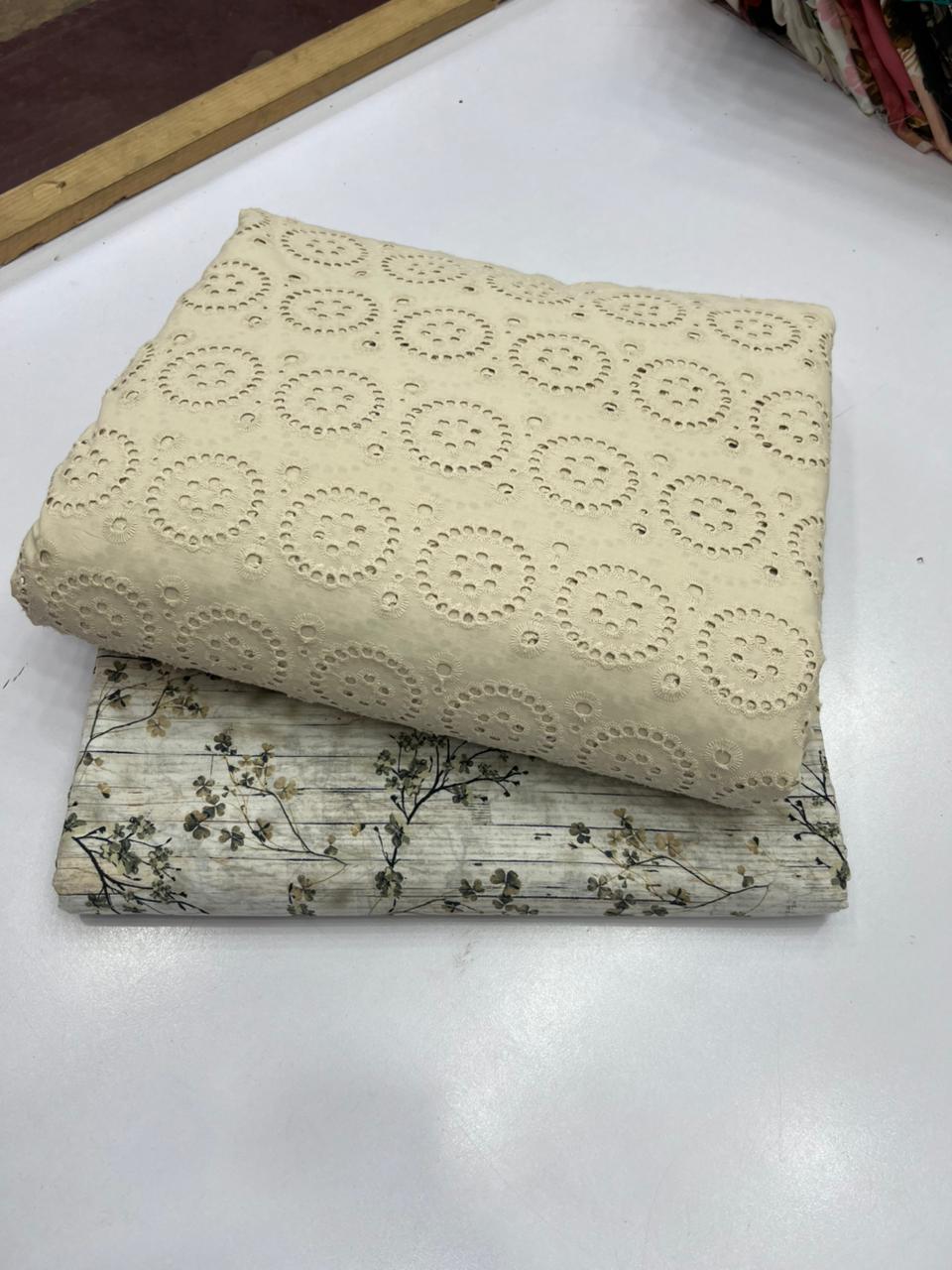 Chikankari Shirt Printed Touzr 2pc