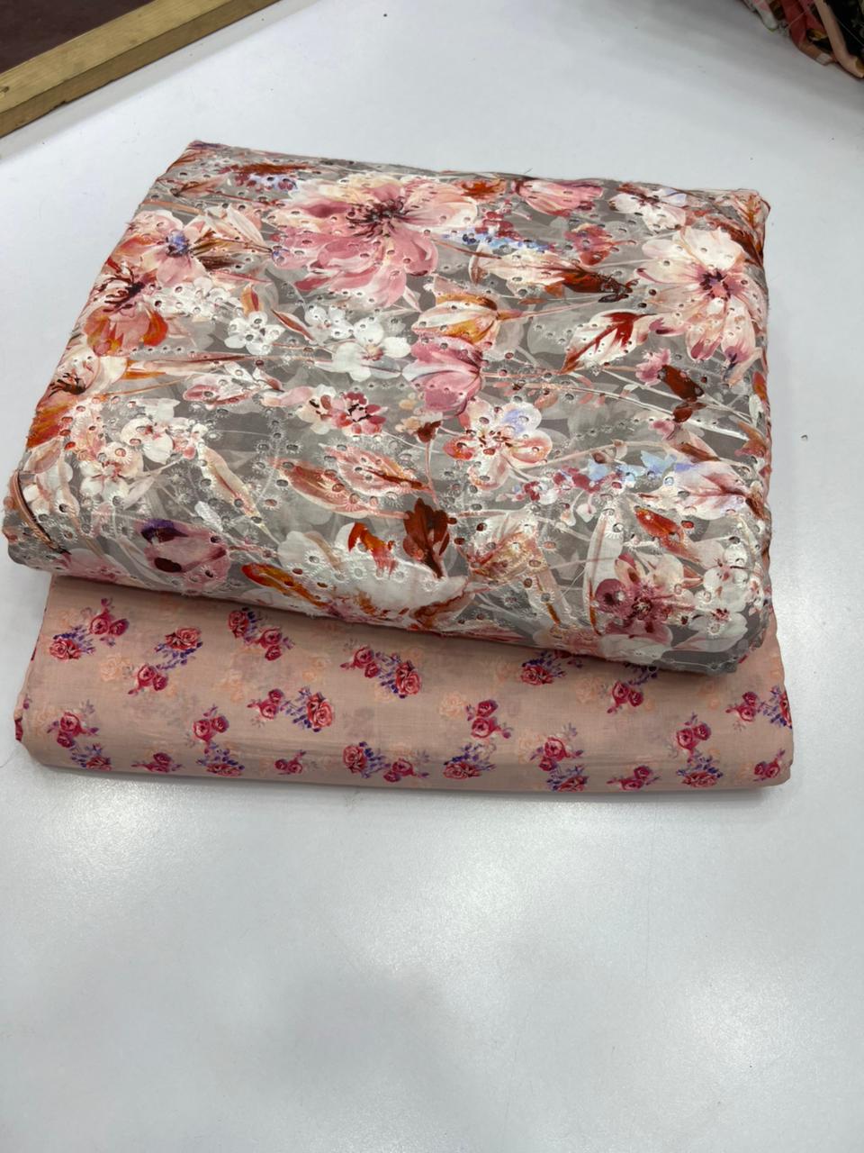 Chikankari Shirt Printed Touzr 2pc