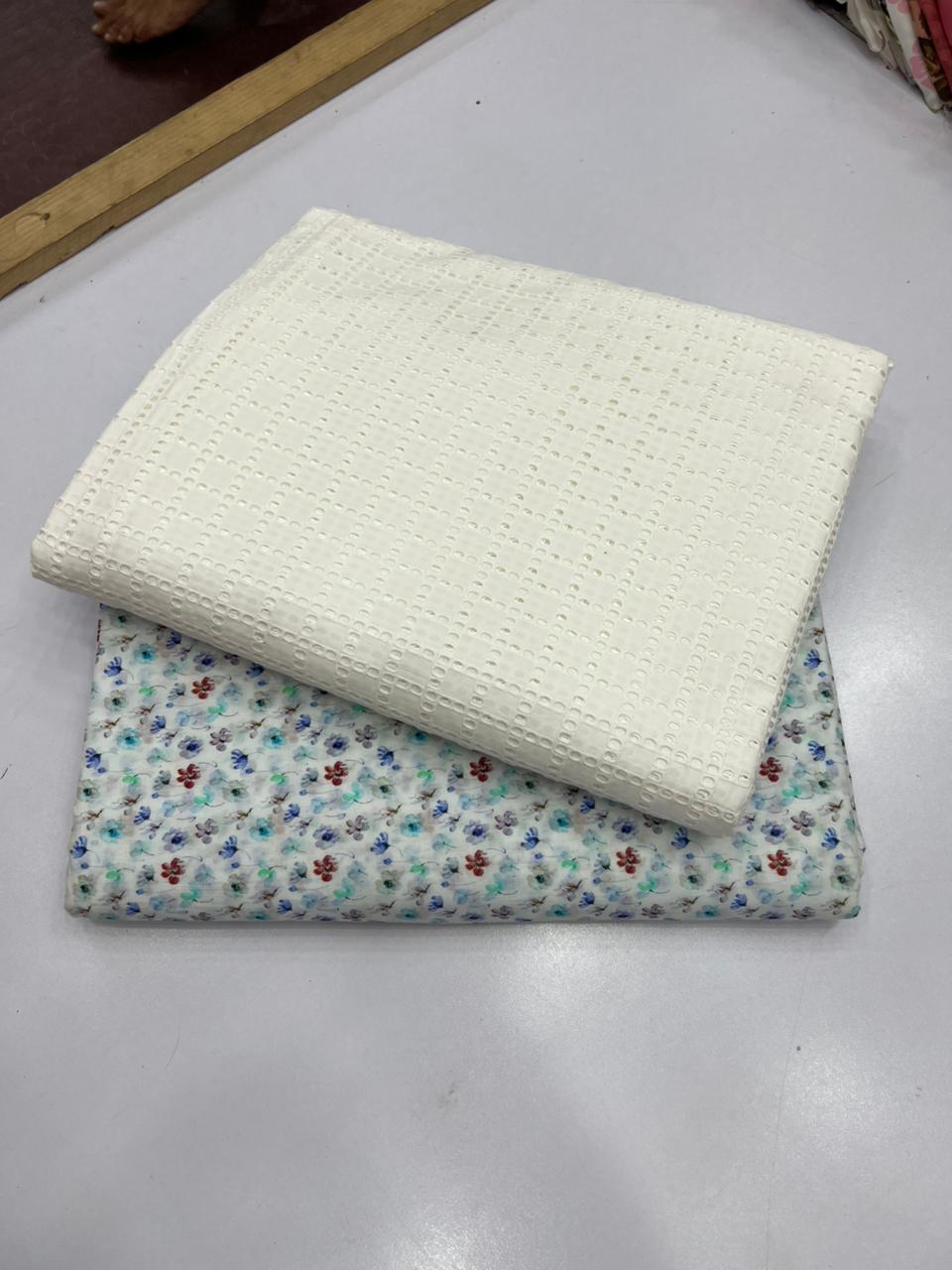 Chikankari Shirt Printed Touzr 2pc