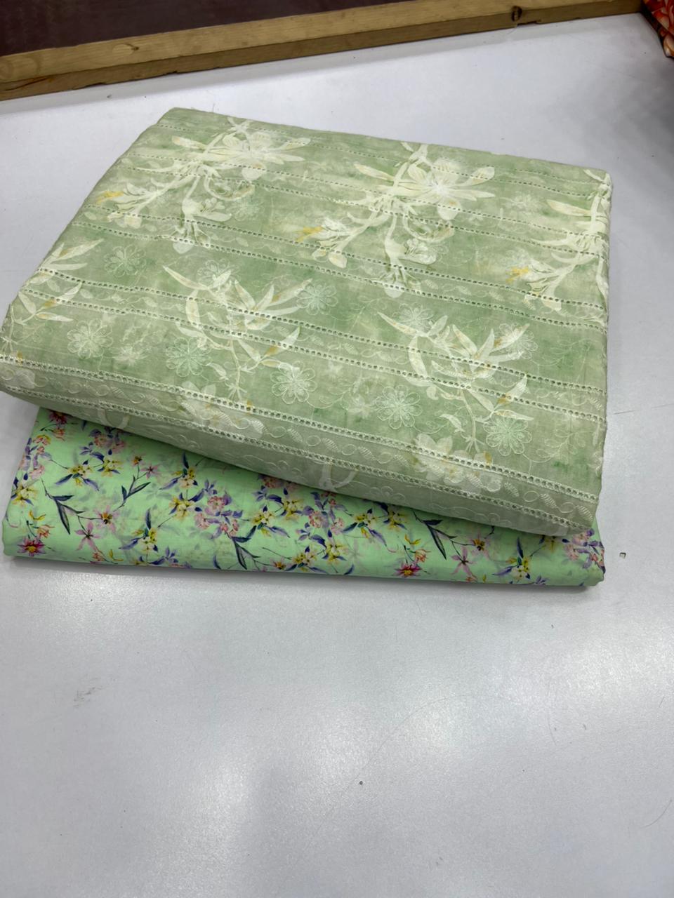 Chikankari Shirt Printed Touzr 2pc