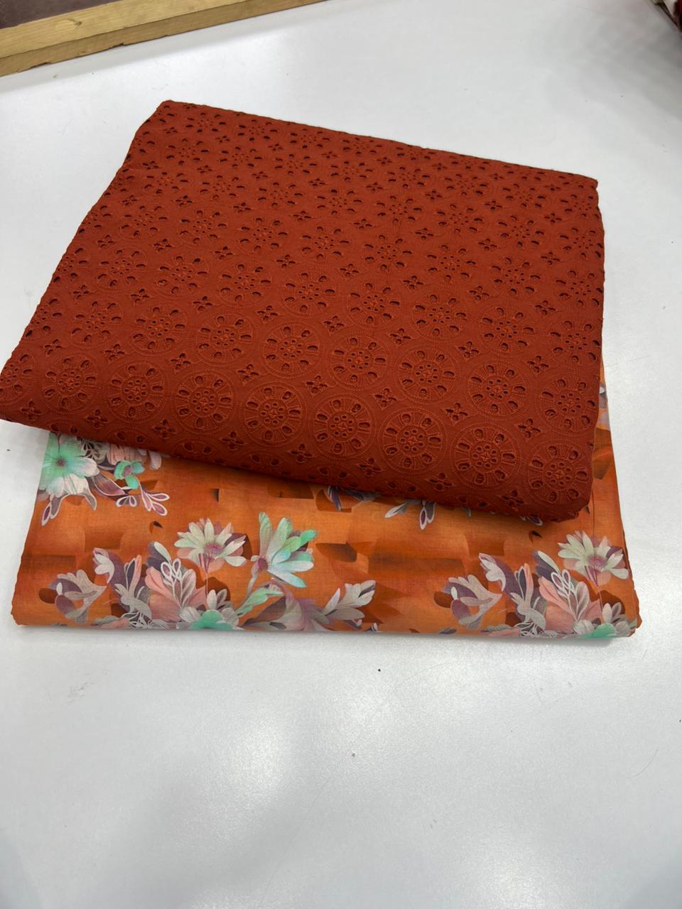 Chikankari Shirt Printed Touzr 2pc