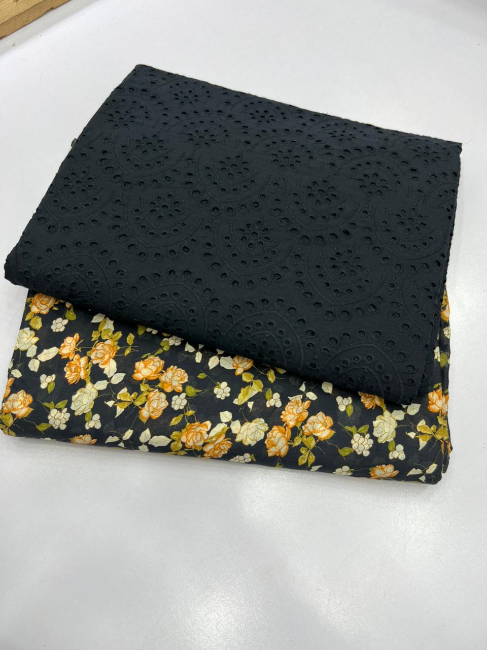 Chikankari Shirt Printed Touzr 2pc