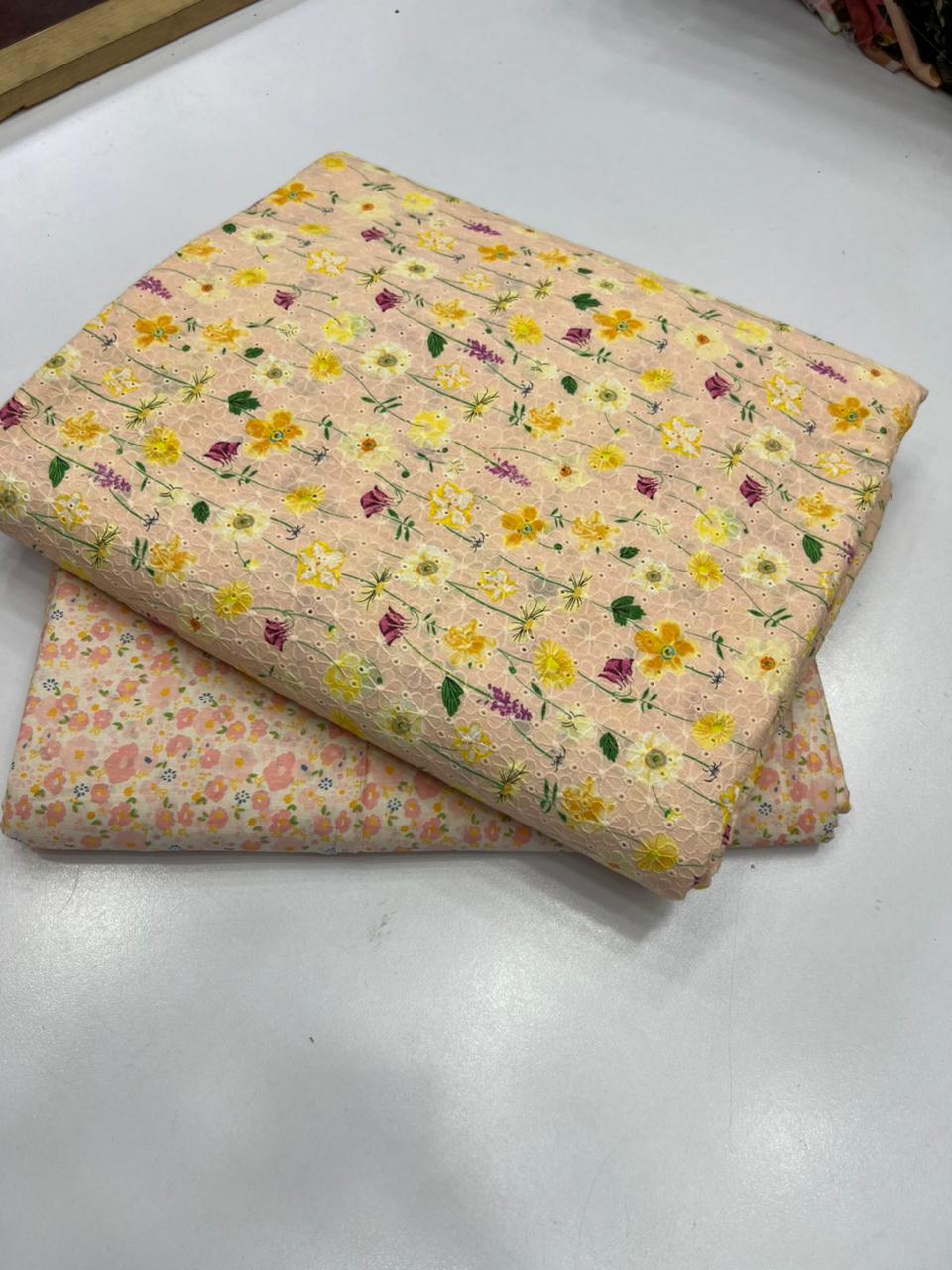 Chikankari Shirt Printed Touzr 2pc