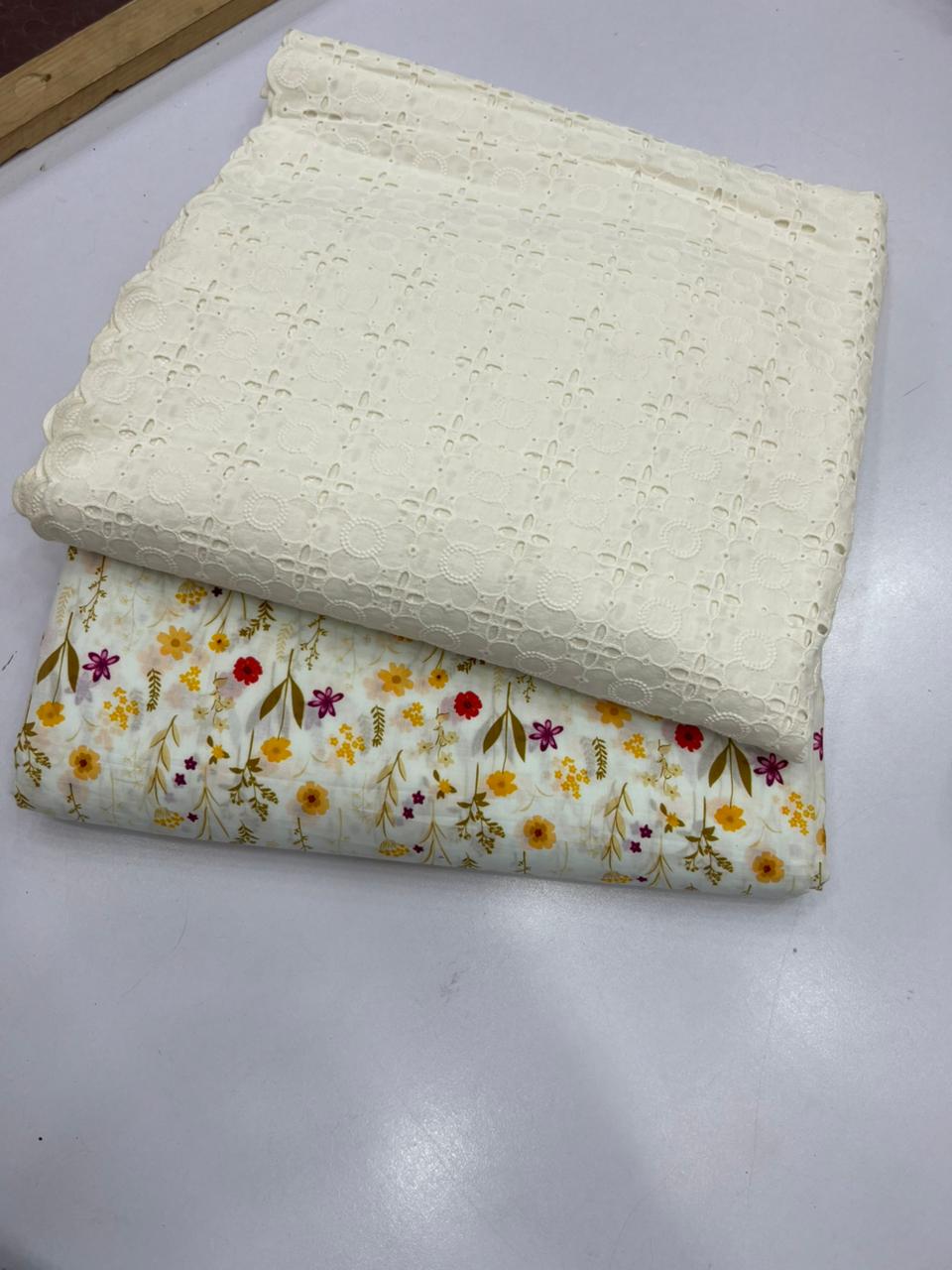 Chikankari Shirt Printed Touzr 2pc