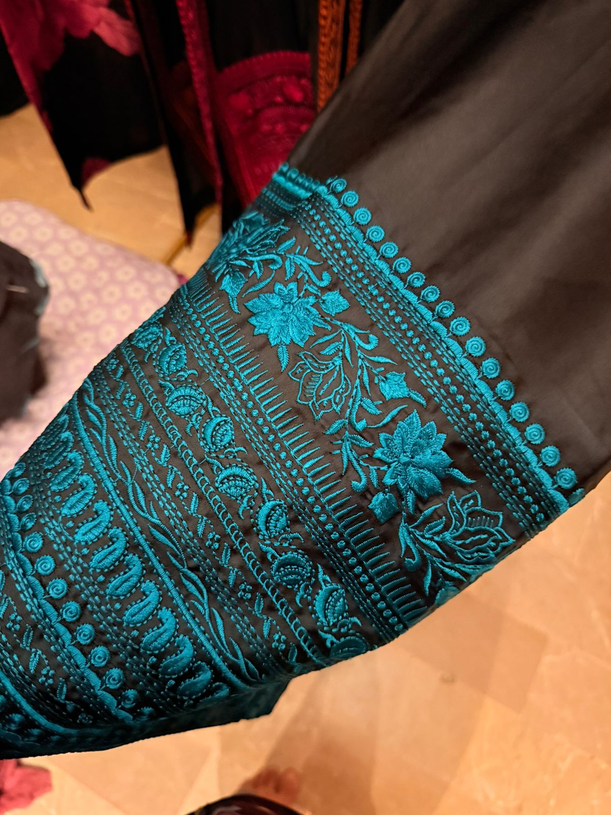 Silk embroidered stiched 3 pieces