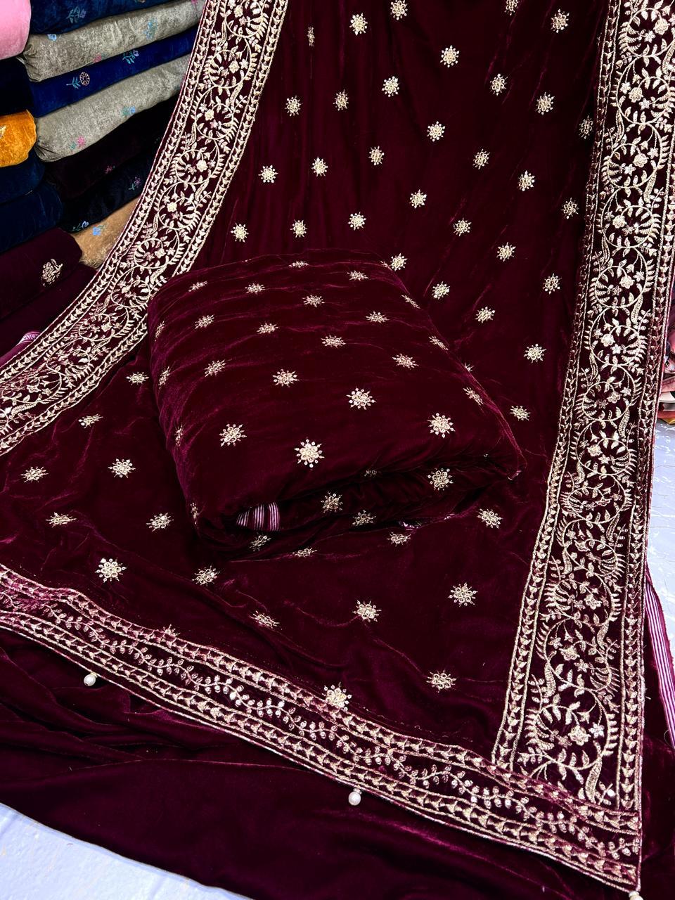 Velvet Embroidered 3-Piece Suit