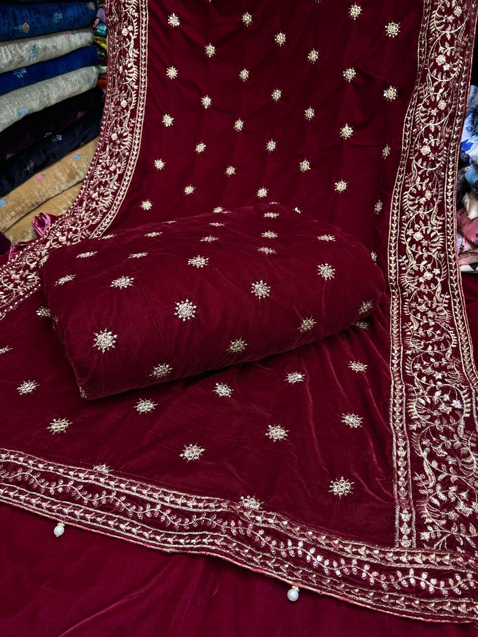 Velvet Embroidered 3-Piece Suit