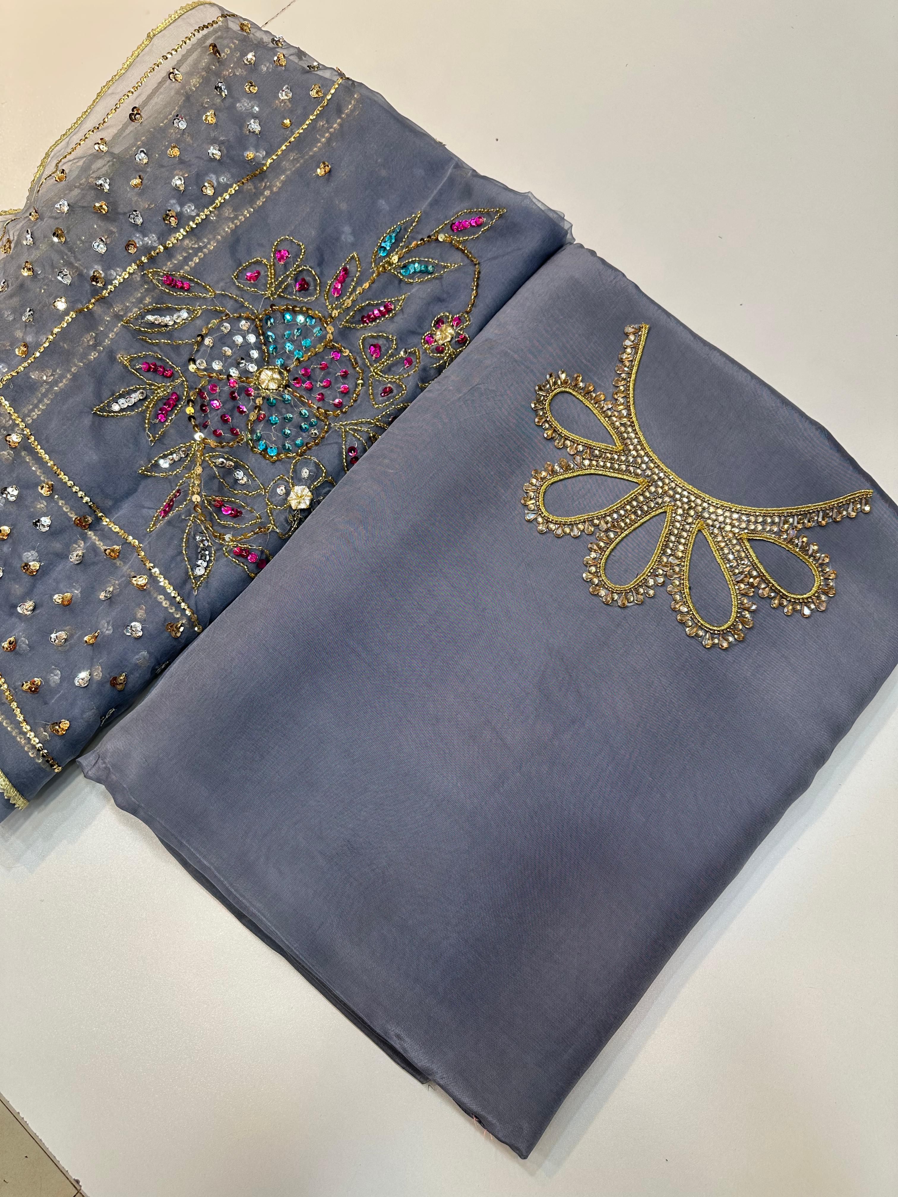 Russian Silk Suit With Neck Line