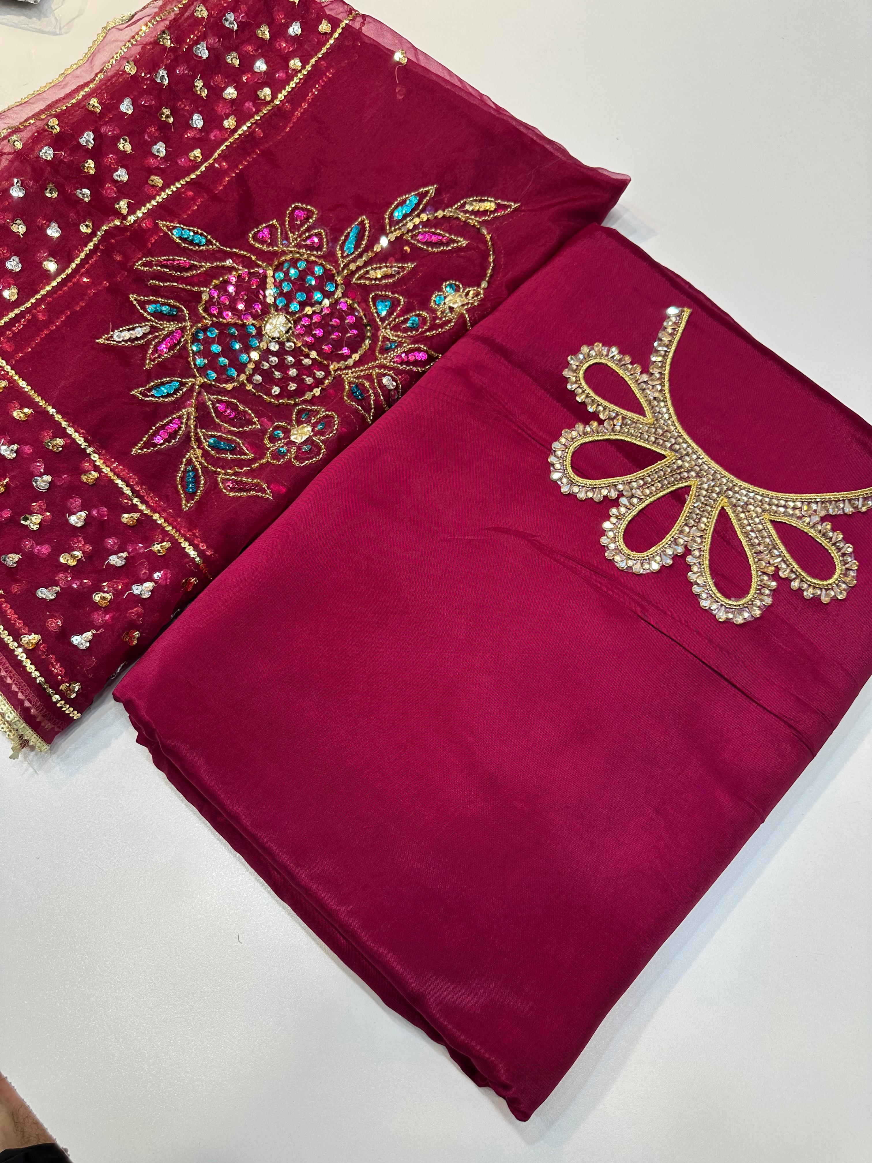 Russian Silk Suit With Neck Line