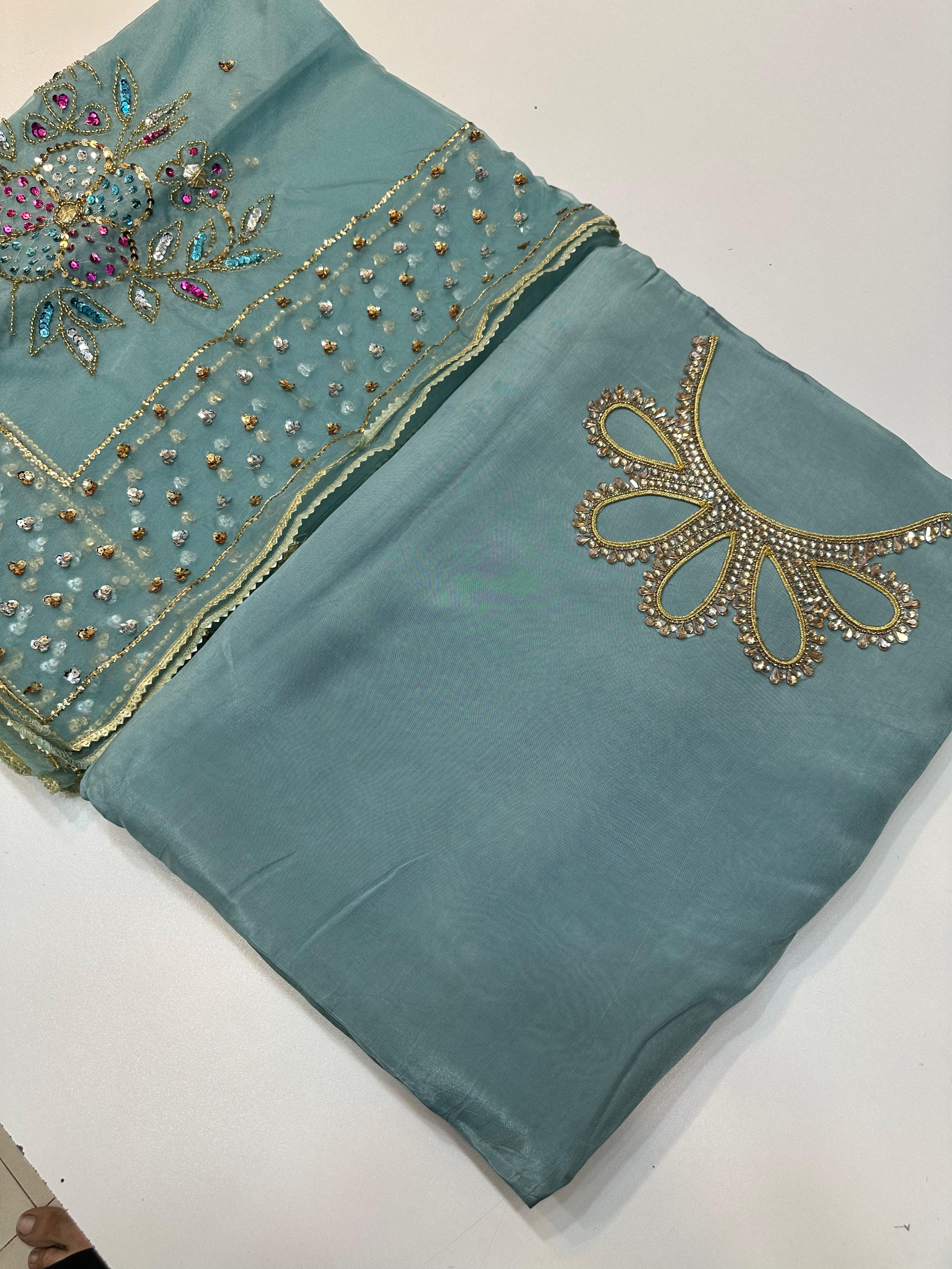 Russian Silk Suit With Neck Line