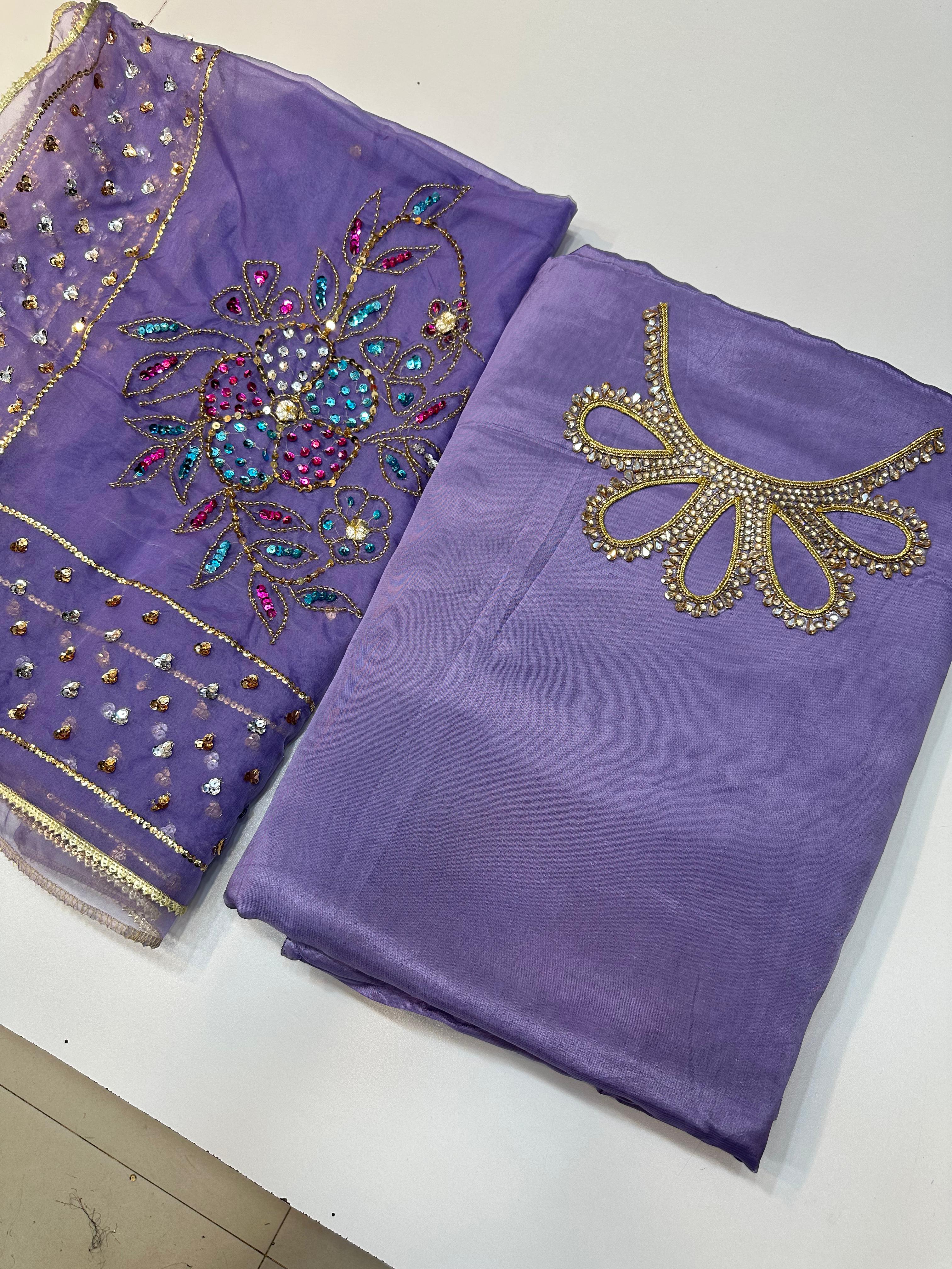 Russian Silk Suit With Neck Line