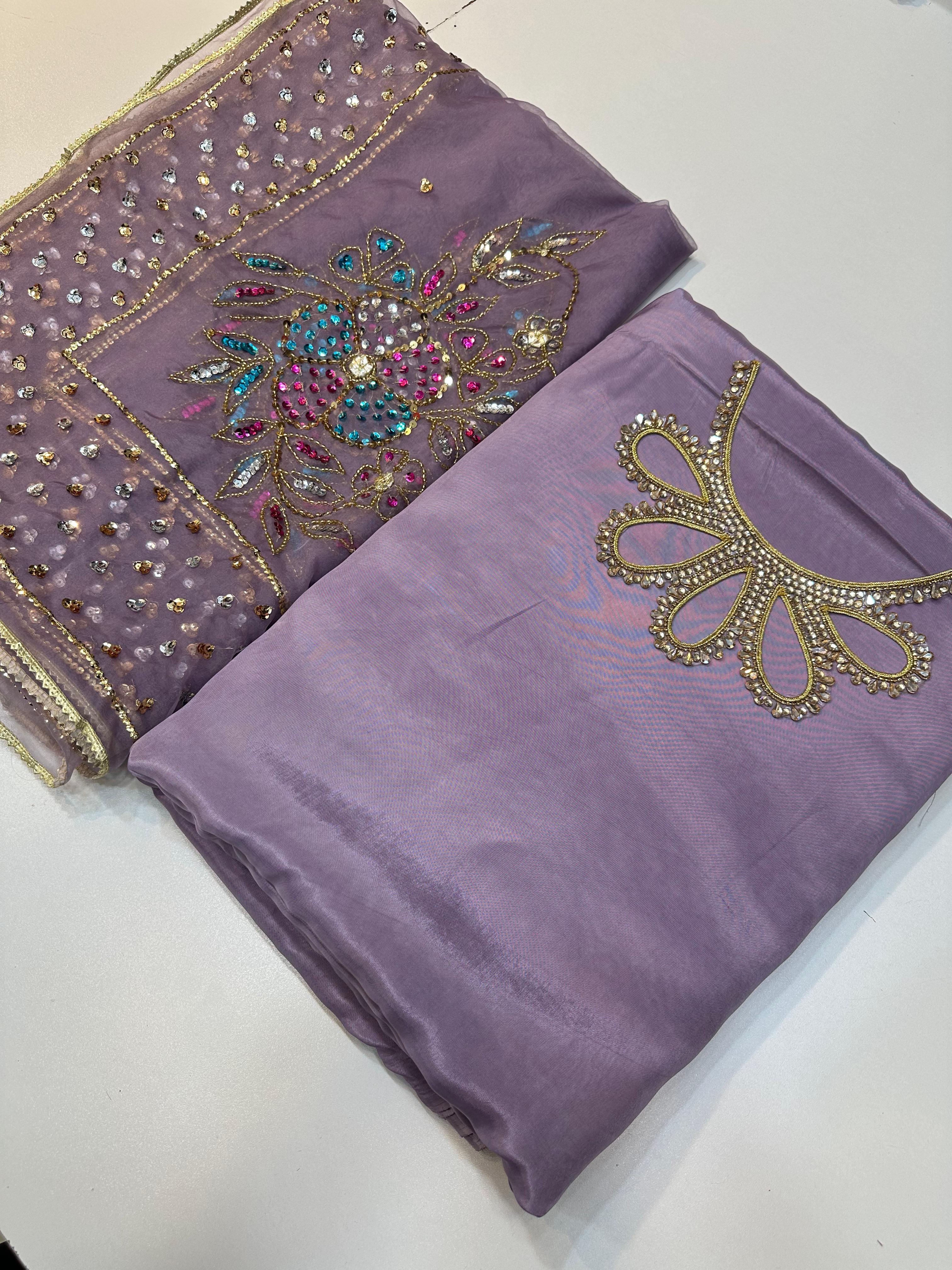 Russian Silk Suit With Neck Line