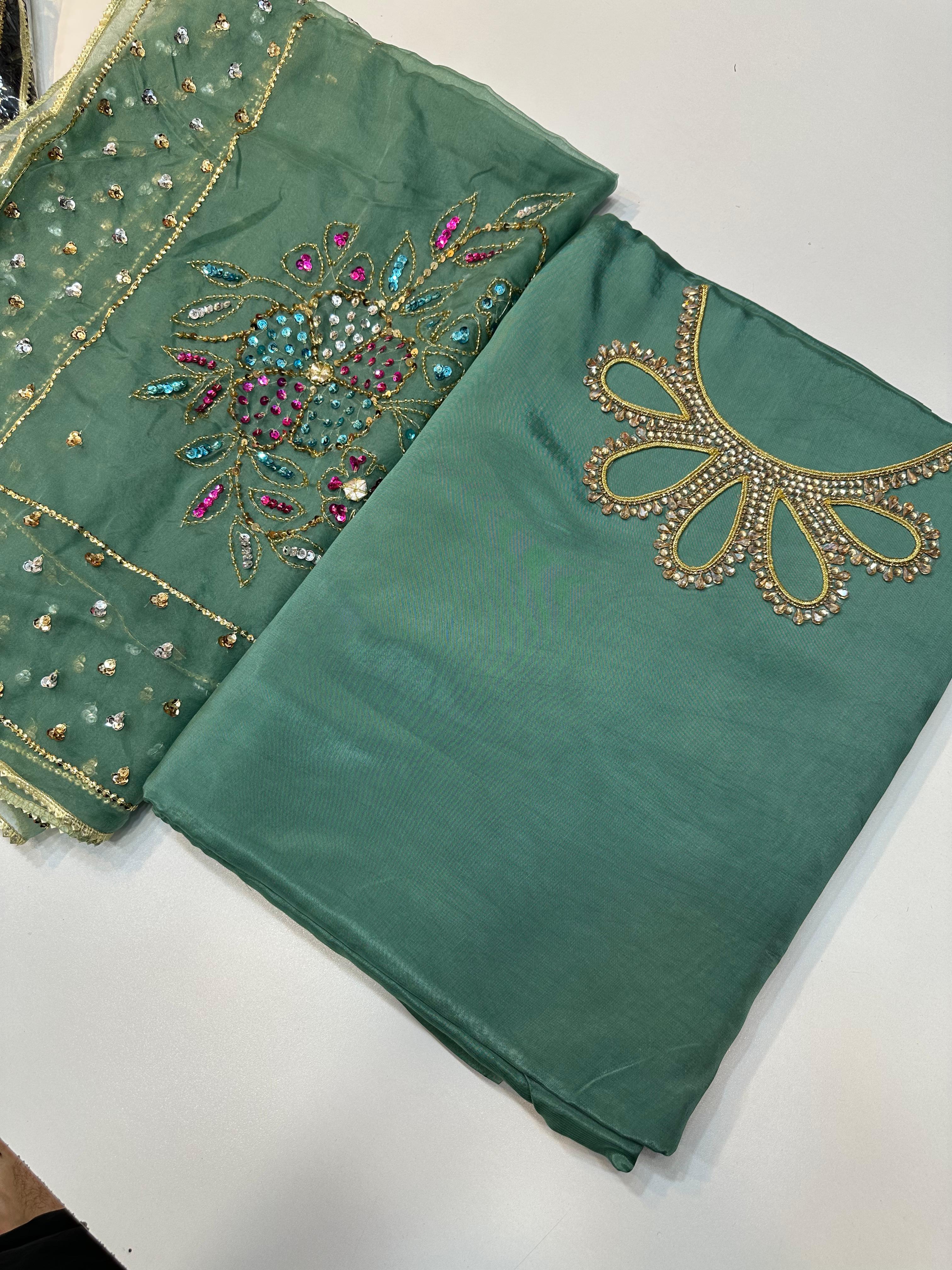 Russian Silk Suit With Neck Line