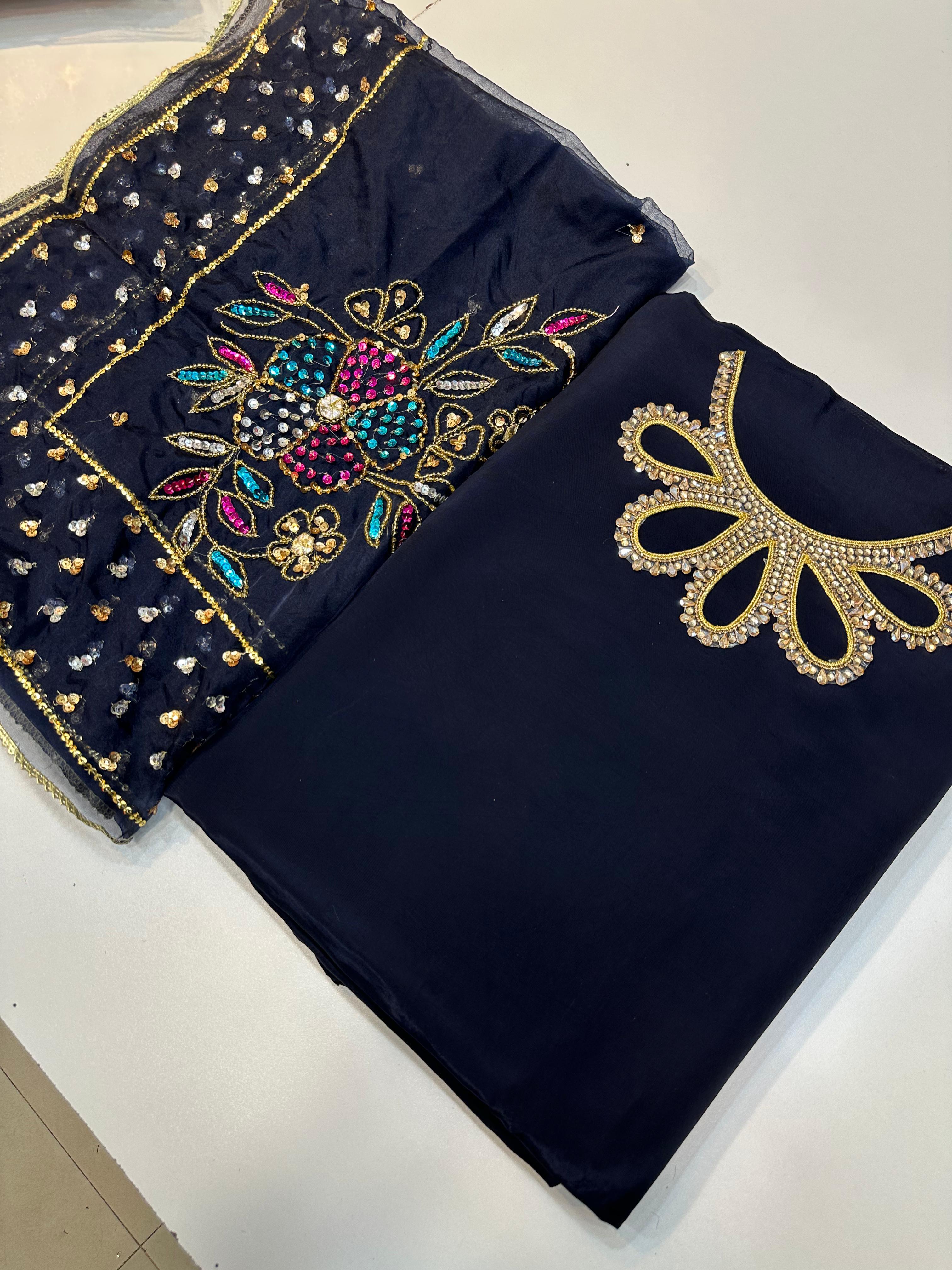 Russian Silk Suit With Neck Line