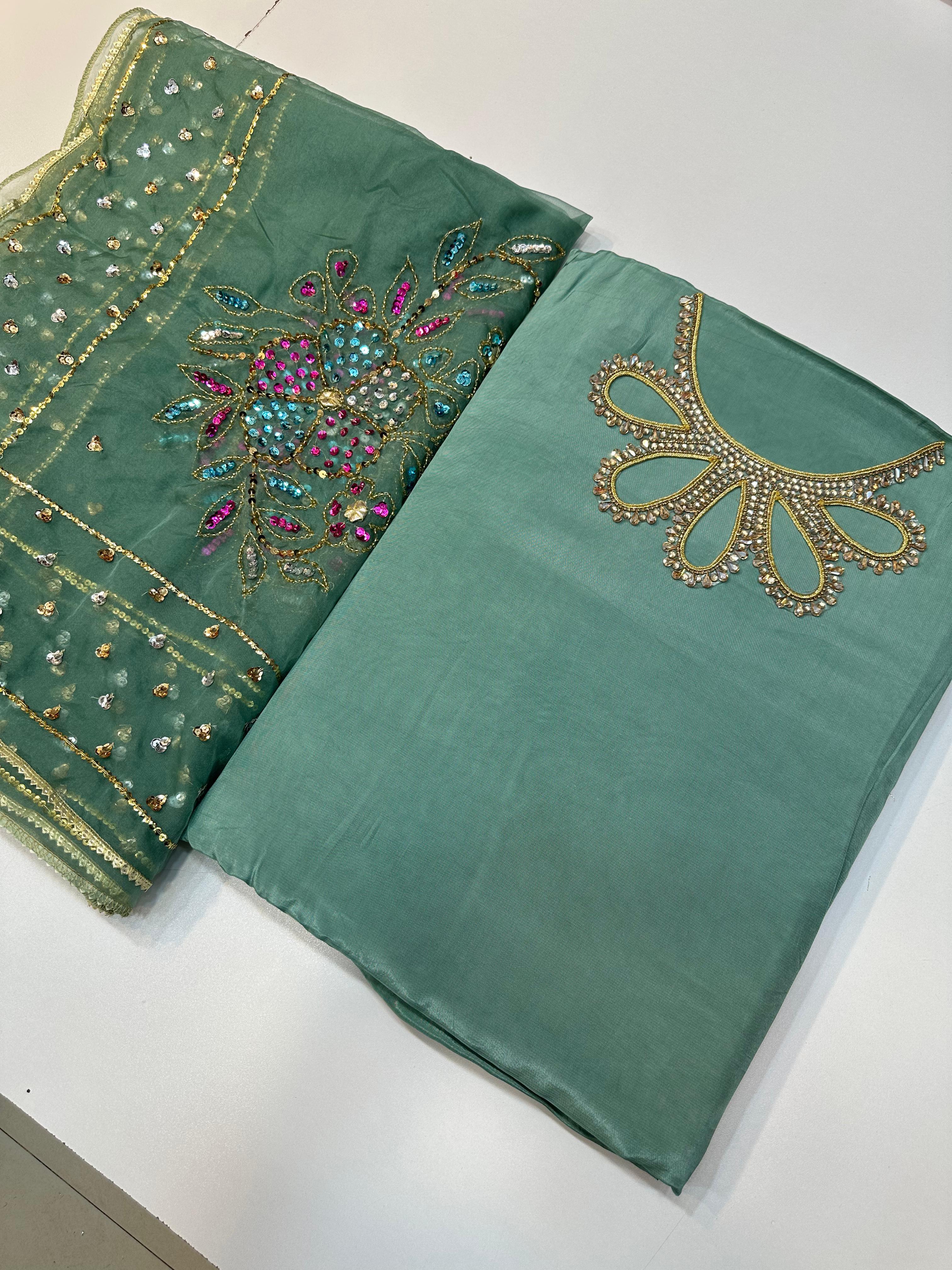 Russian Silk Suit With Neck Line