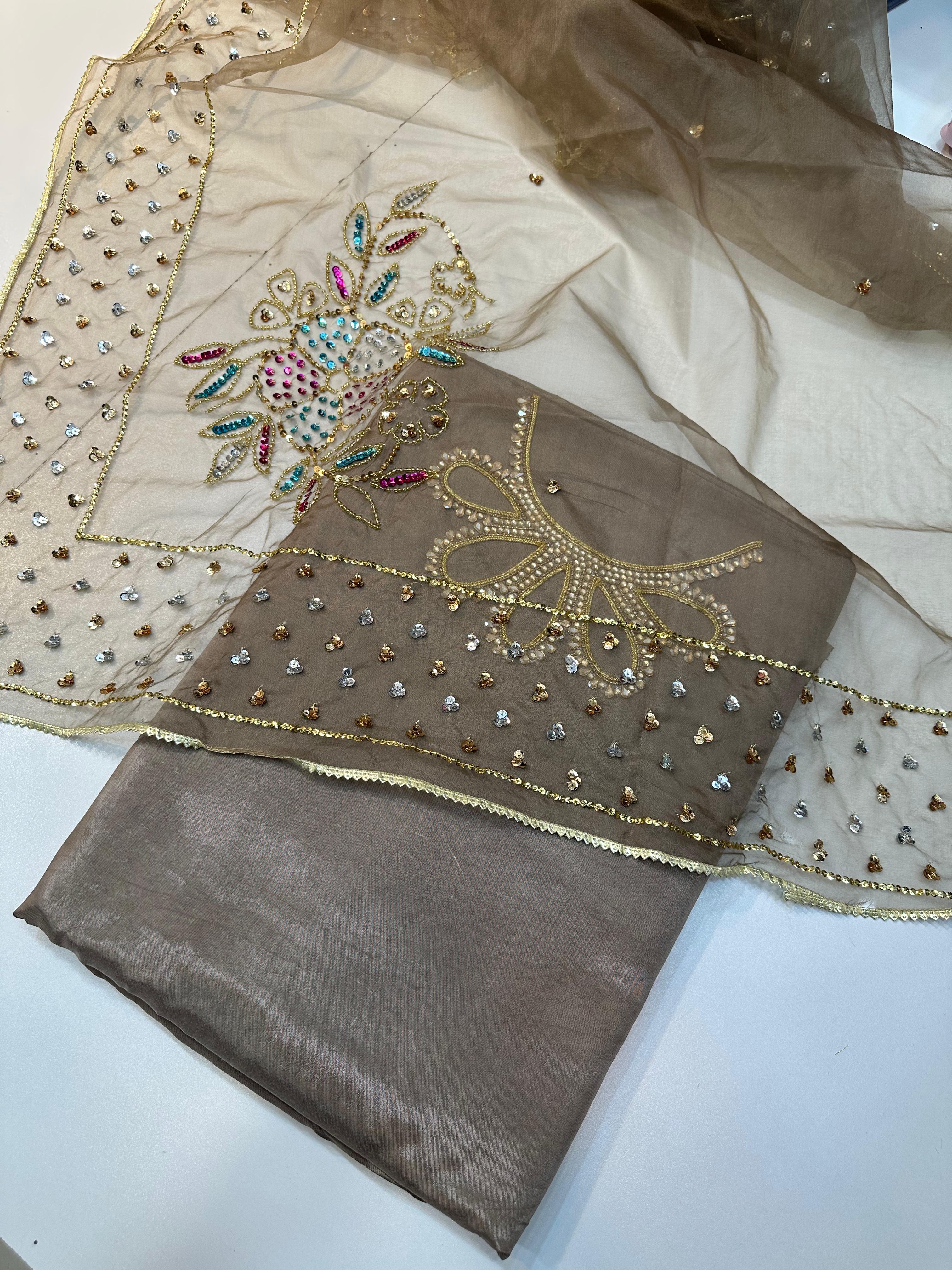 Russian Silk Suit With Neck Line