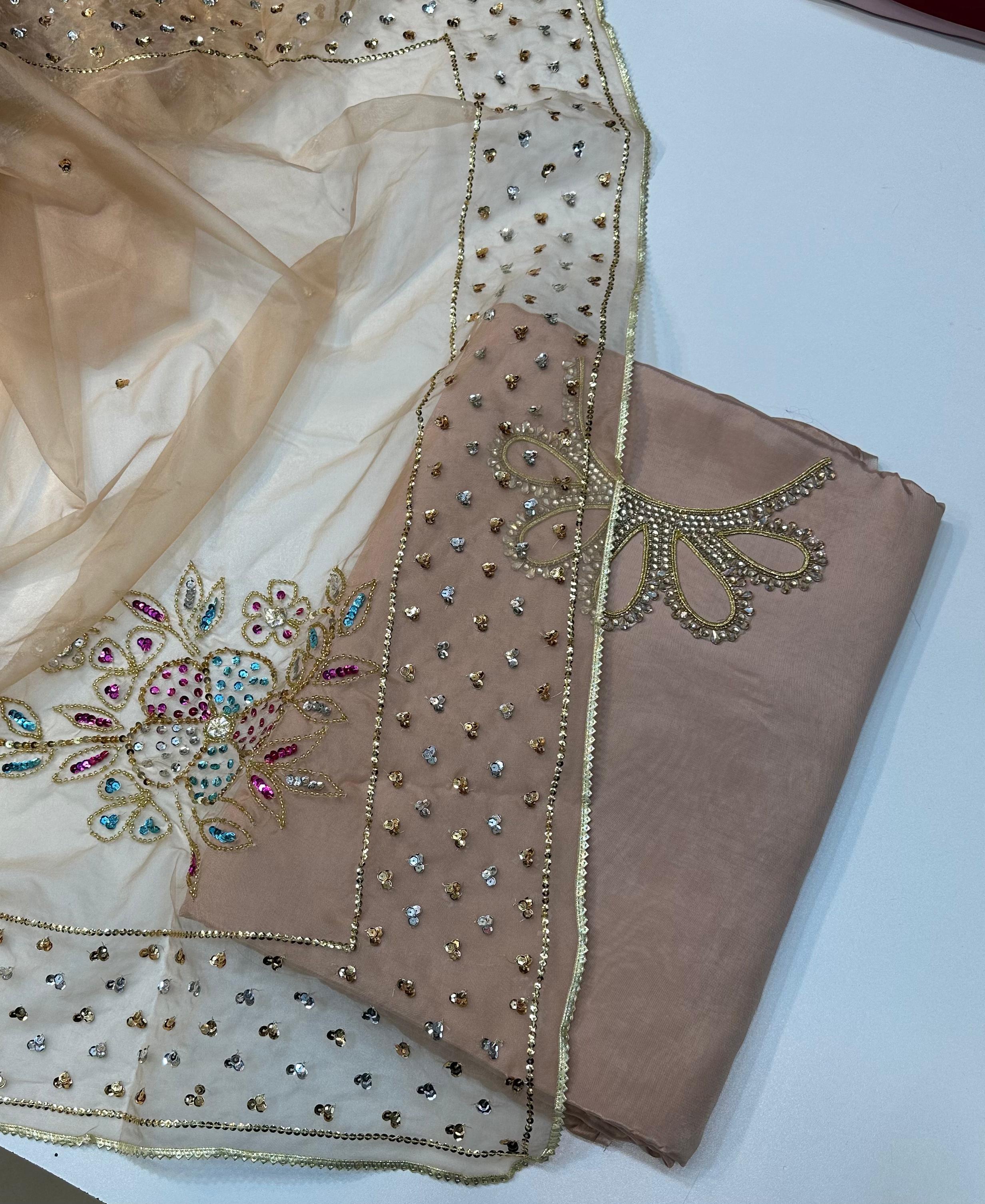 Russian Silk Suit With Neck Line