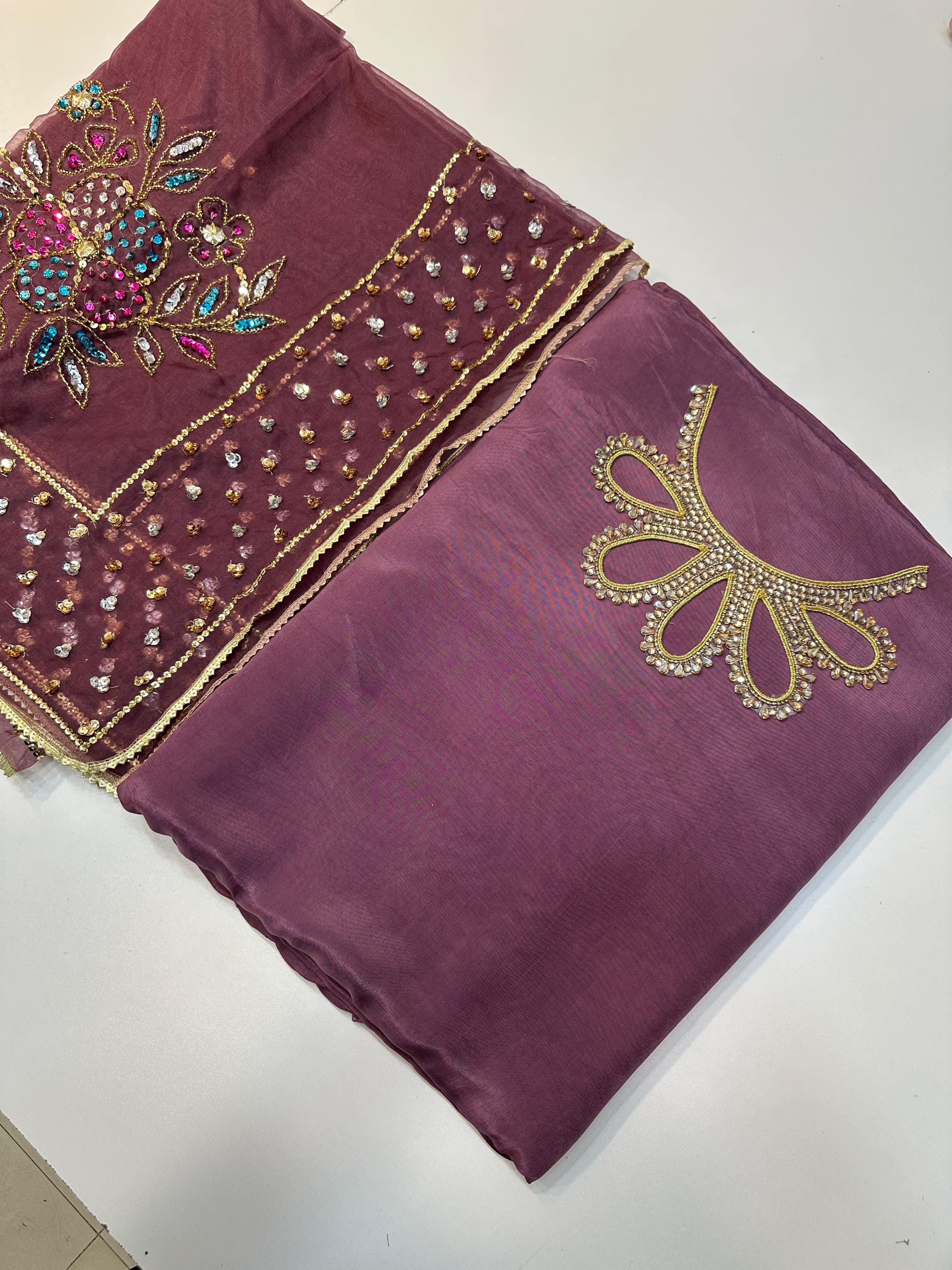 Russian Silk Suit With Neck Line