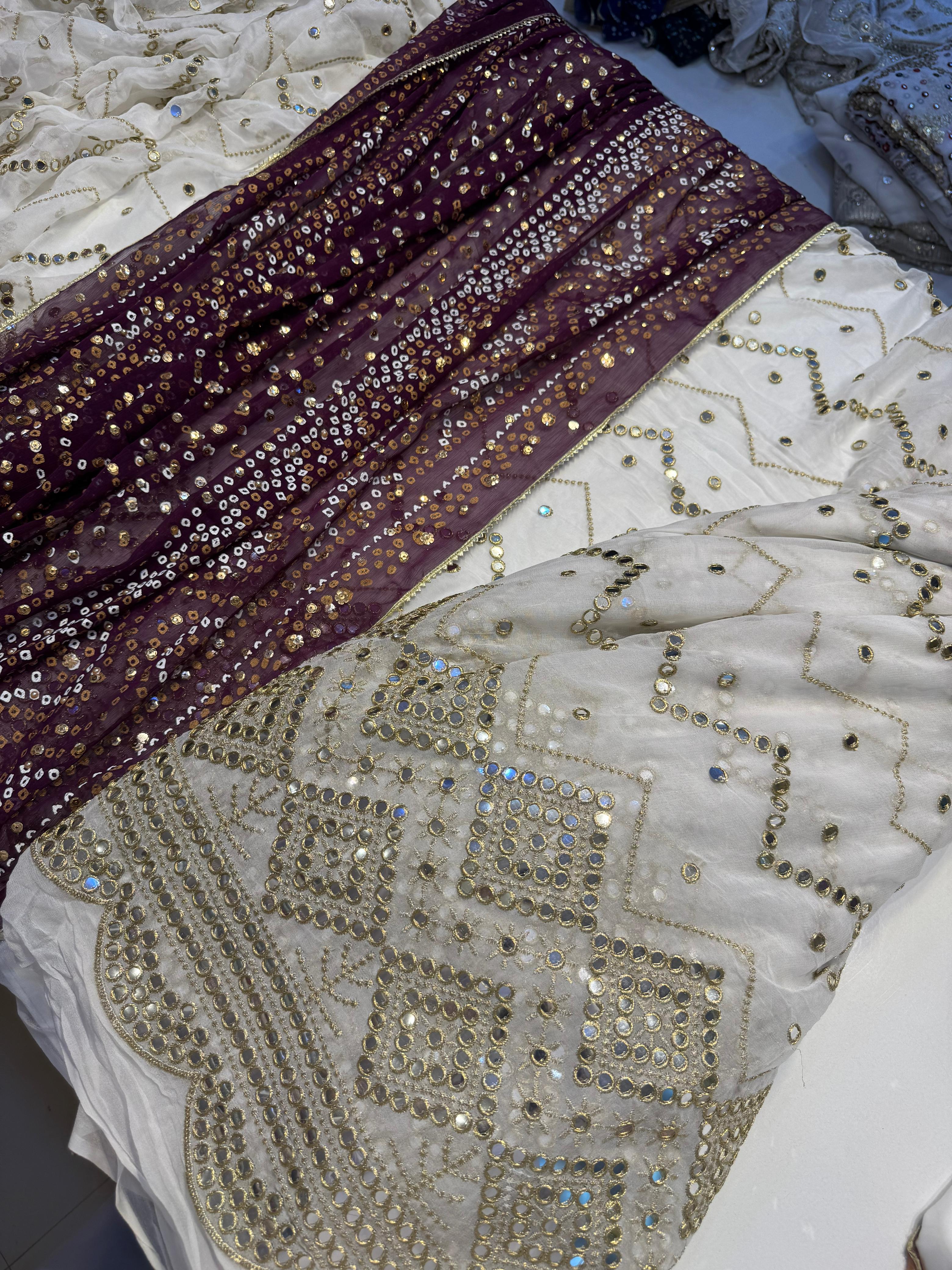 Chunri Dupta With White Shafon Shirt&Plan Trowser