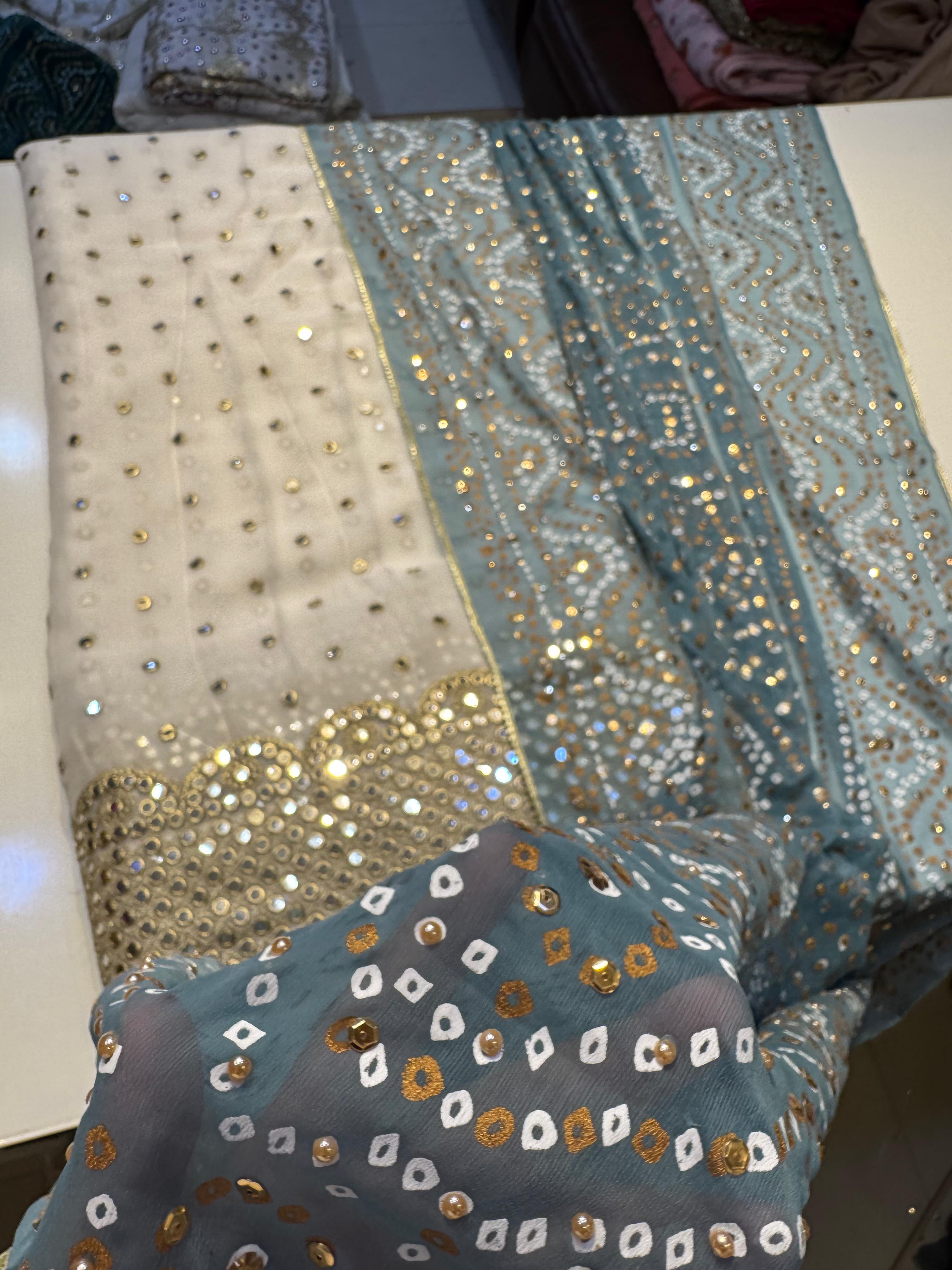 Chunri Dupta With White Shafon Shirt&Plan Trowser