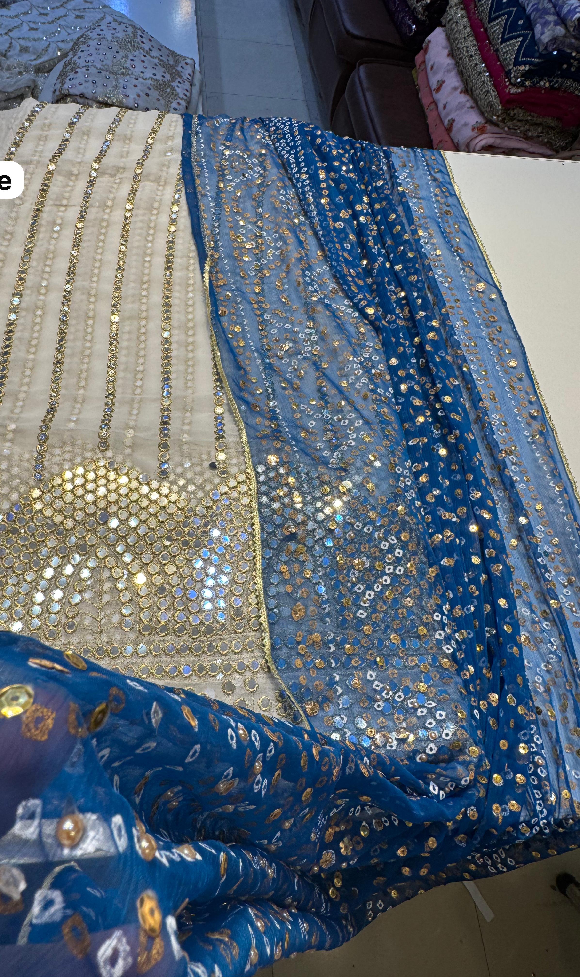 Chunri Dupta With White Shafon Shirt&Plan Trowser