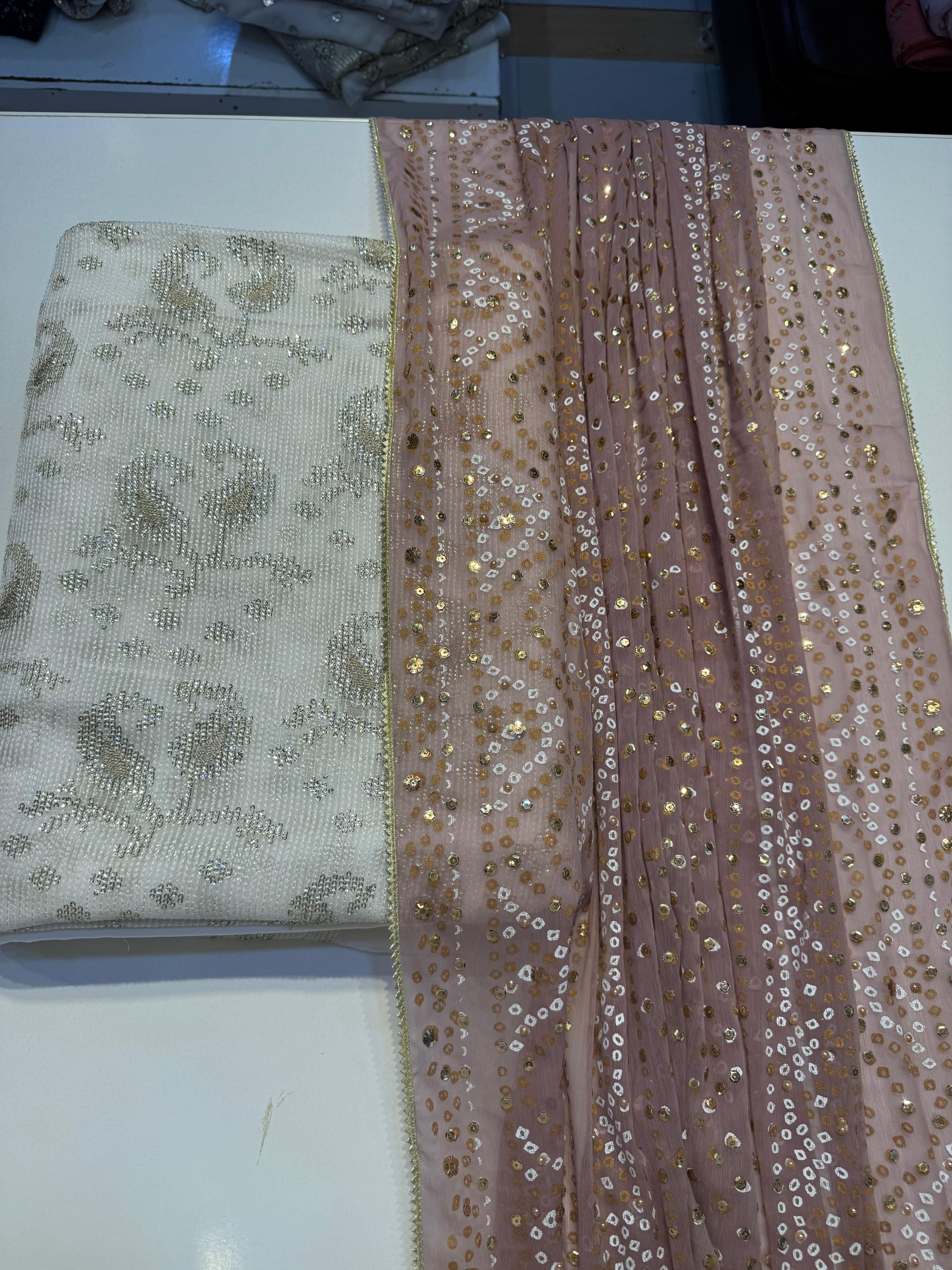 Chunri Dupta With White Shafon Shirt&Plan Trowser