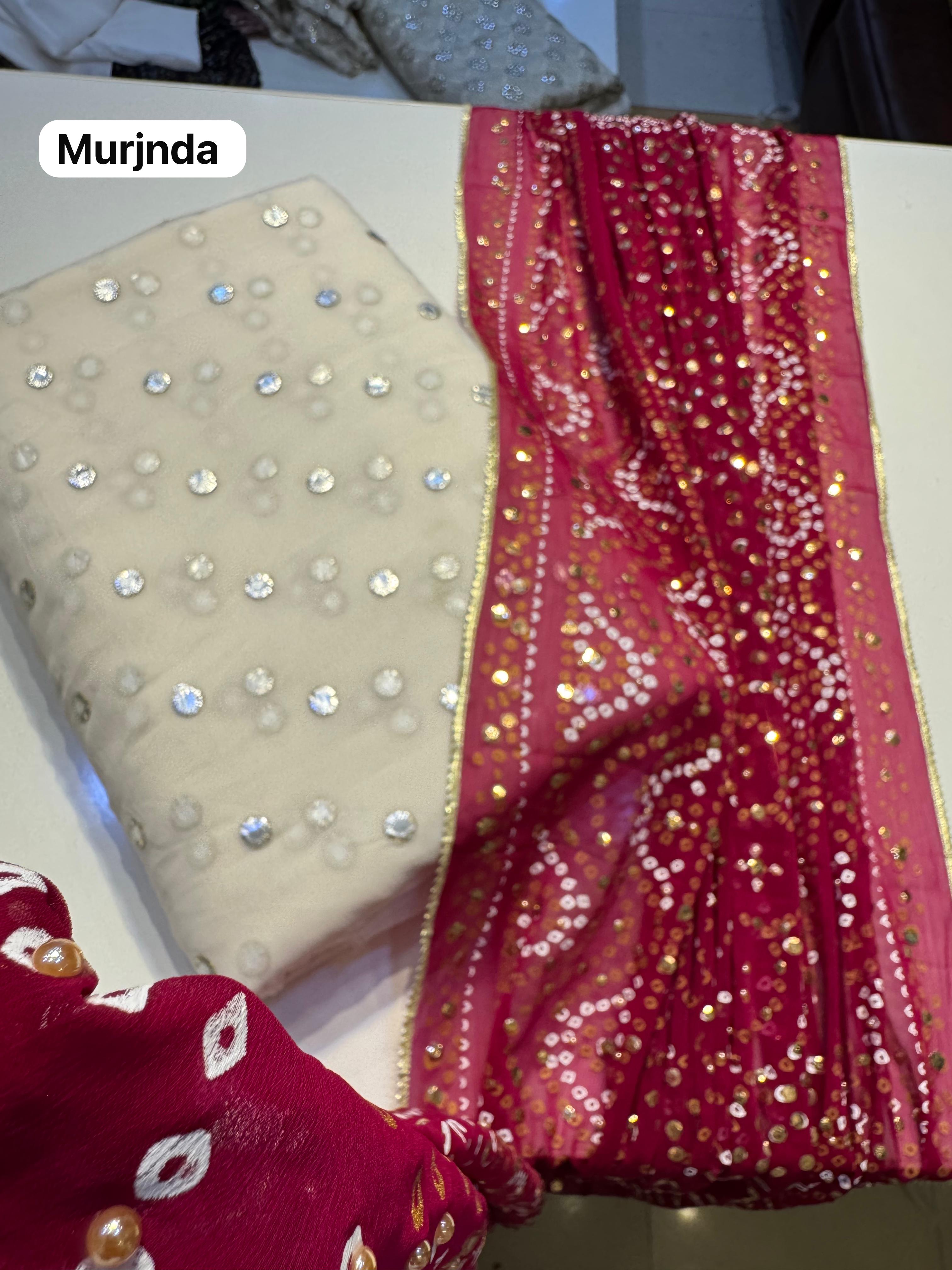 Chunri Dupta With White Shafon Shirt&Plan Trowser