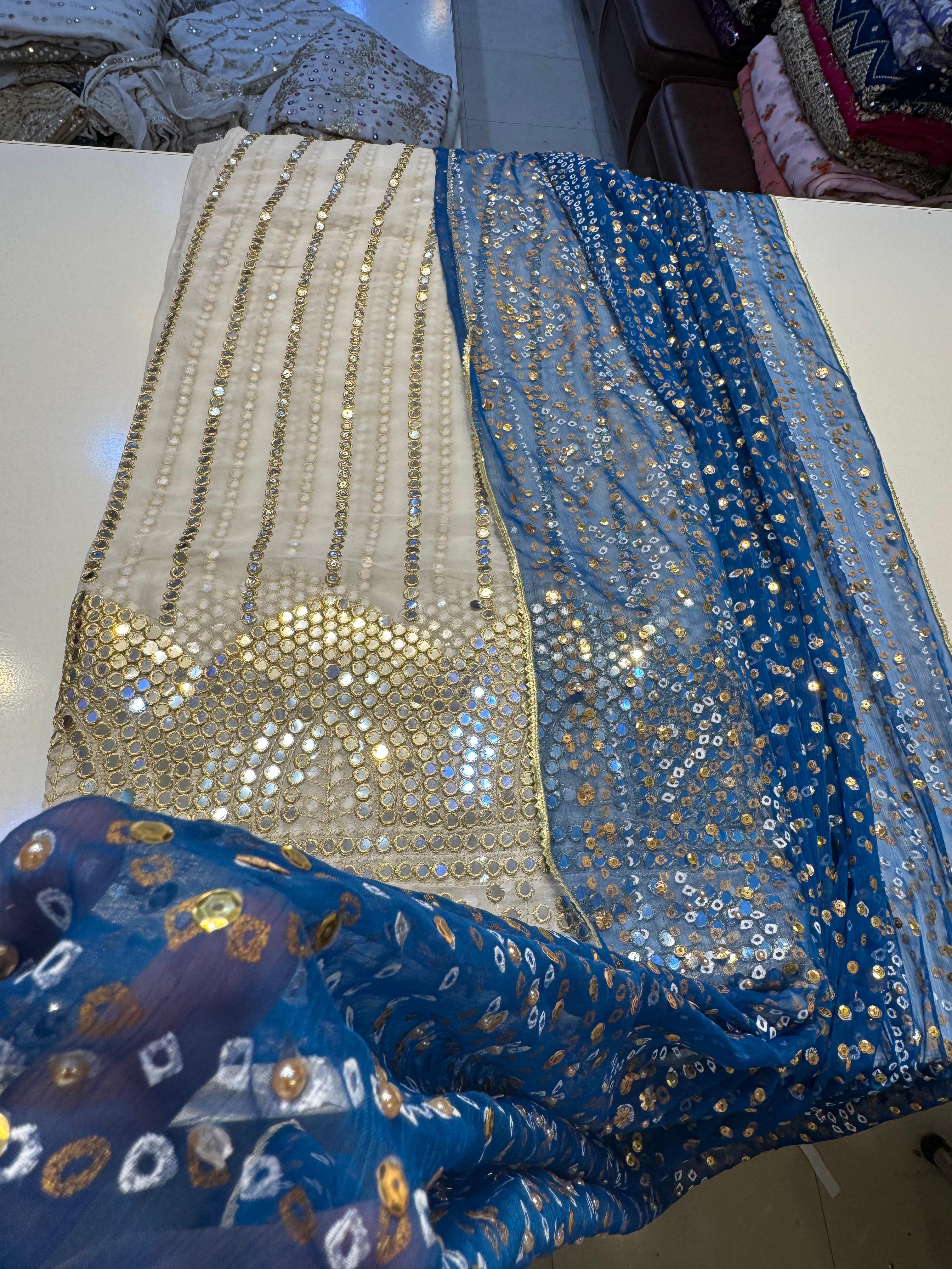 Chunri Dupta With White Shafon Shirt&Plan Trowser