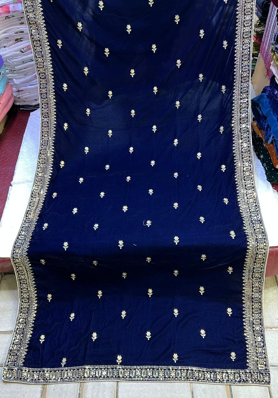 Velvet Zari Sequence Embroider Shawl