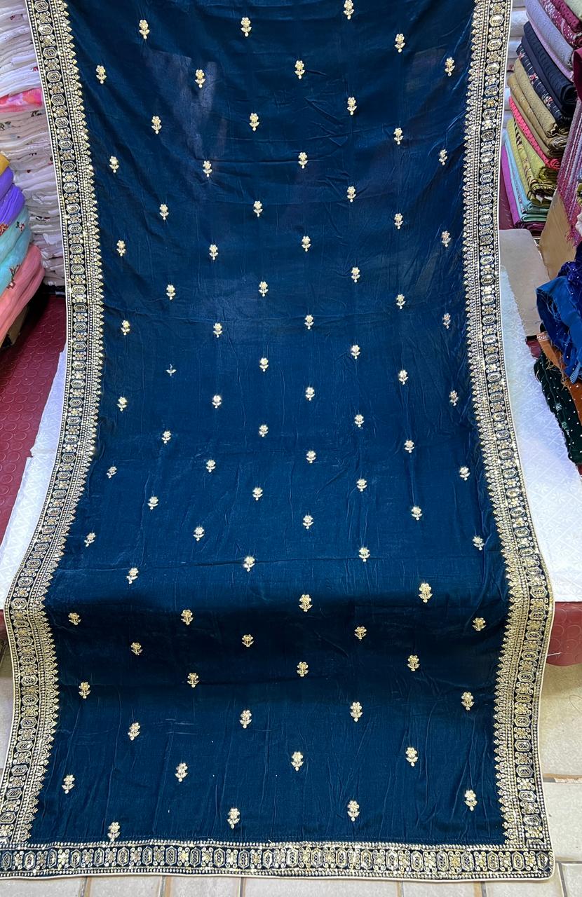 Velvet Zari Sequence Embroider Shawl