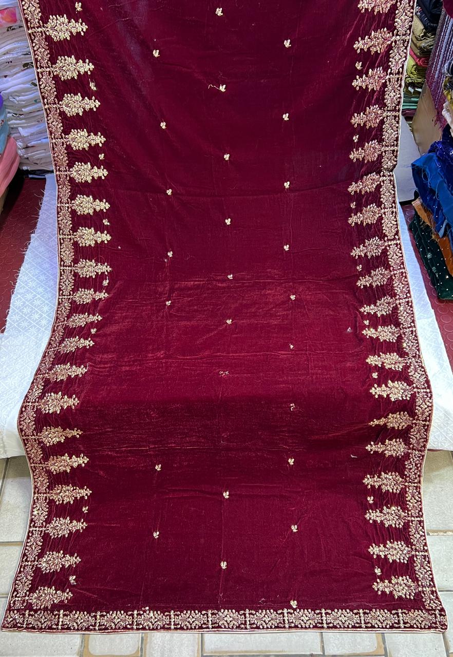 Velvet Zari Sequence Embroider Shawl