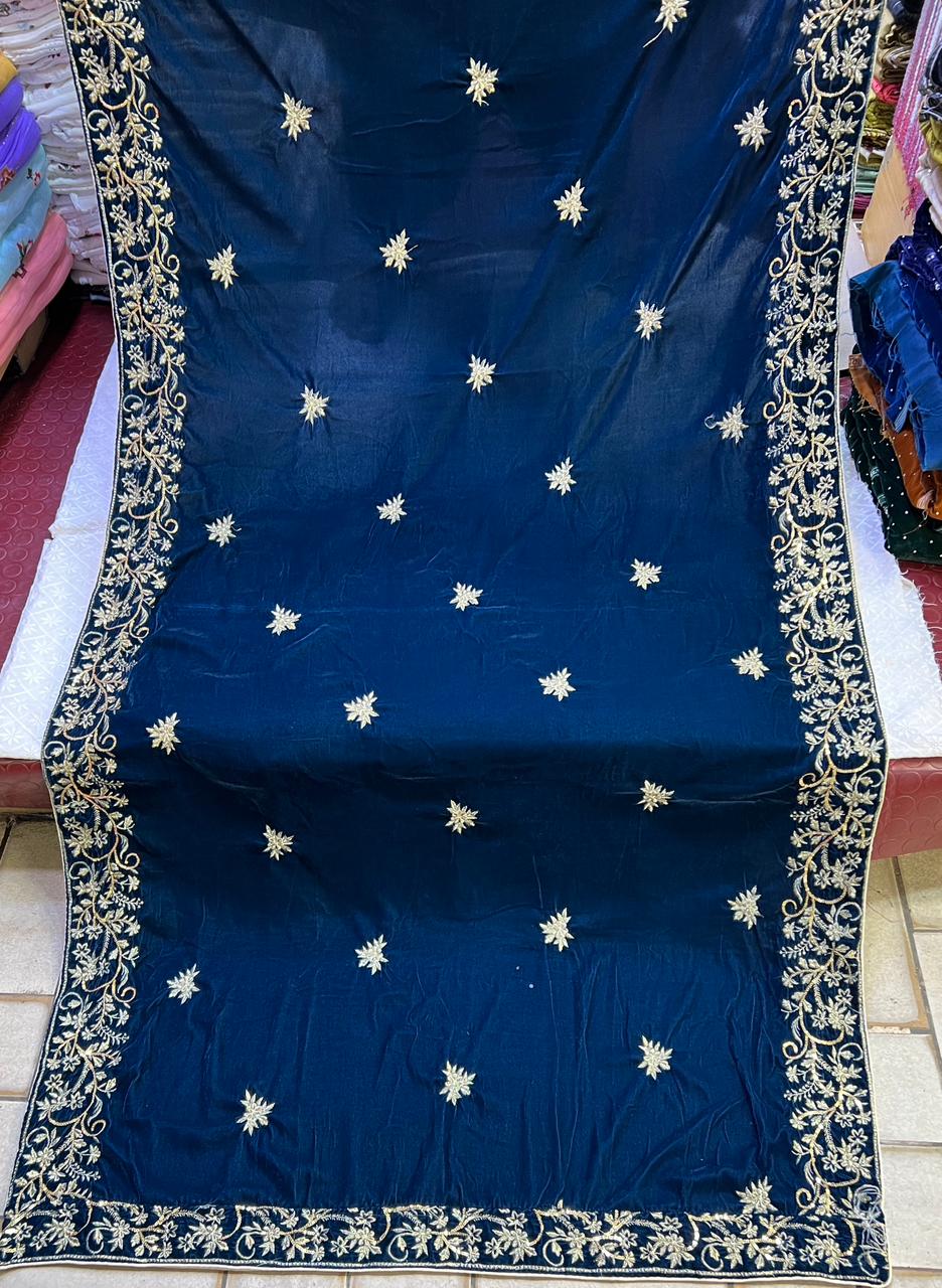 Velvet Zari Sequence Embroider Shawl