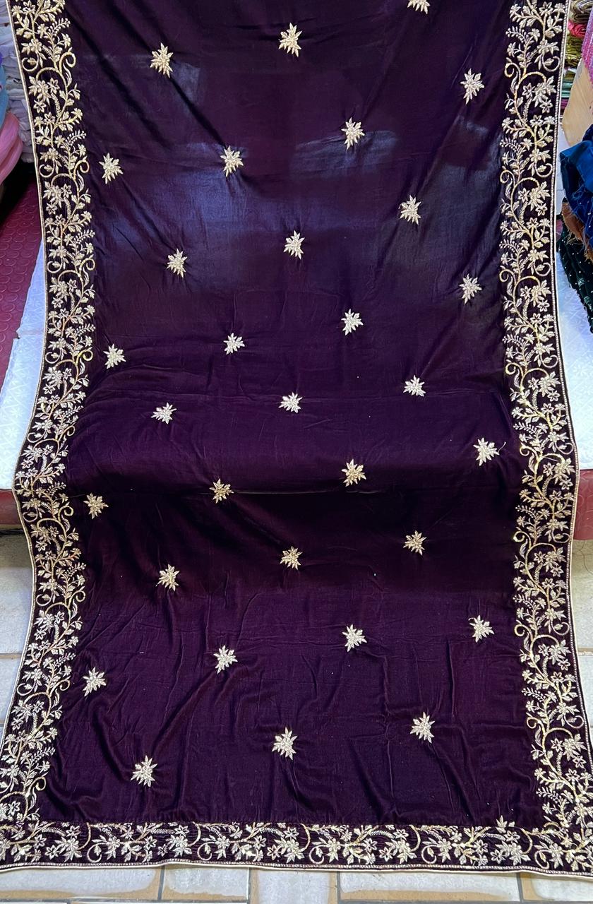 Velvet Zari Sequence Embroider Shawl