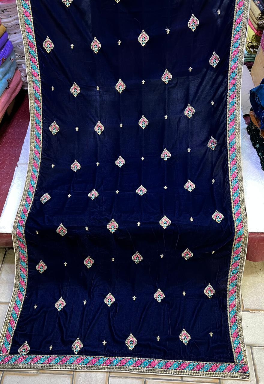 Velvet Zari Sequence Embroider Shawl