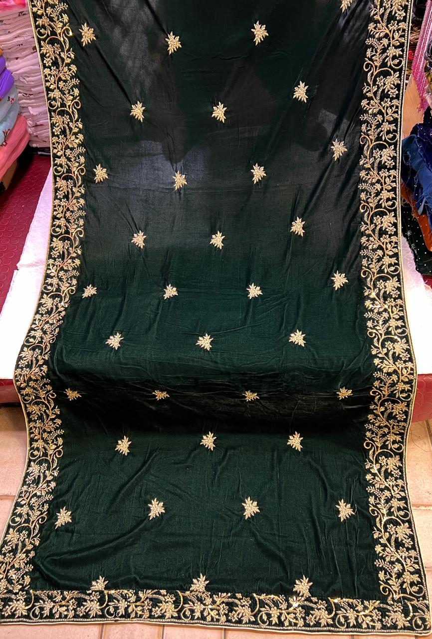 Velvet Zari Sequence Embroider Shawl