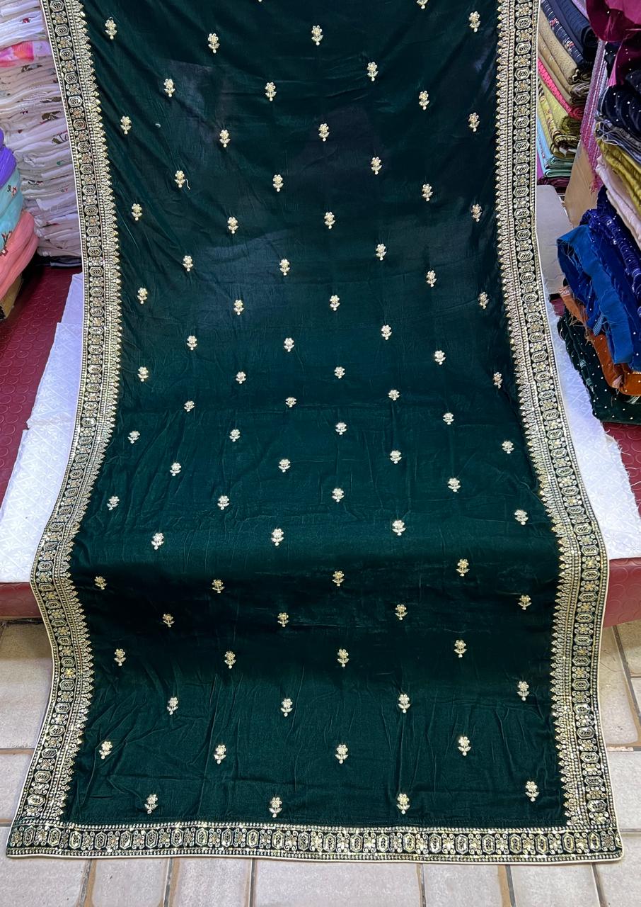 Velvet Zari Sequence Embroider Shawl