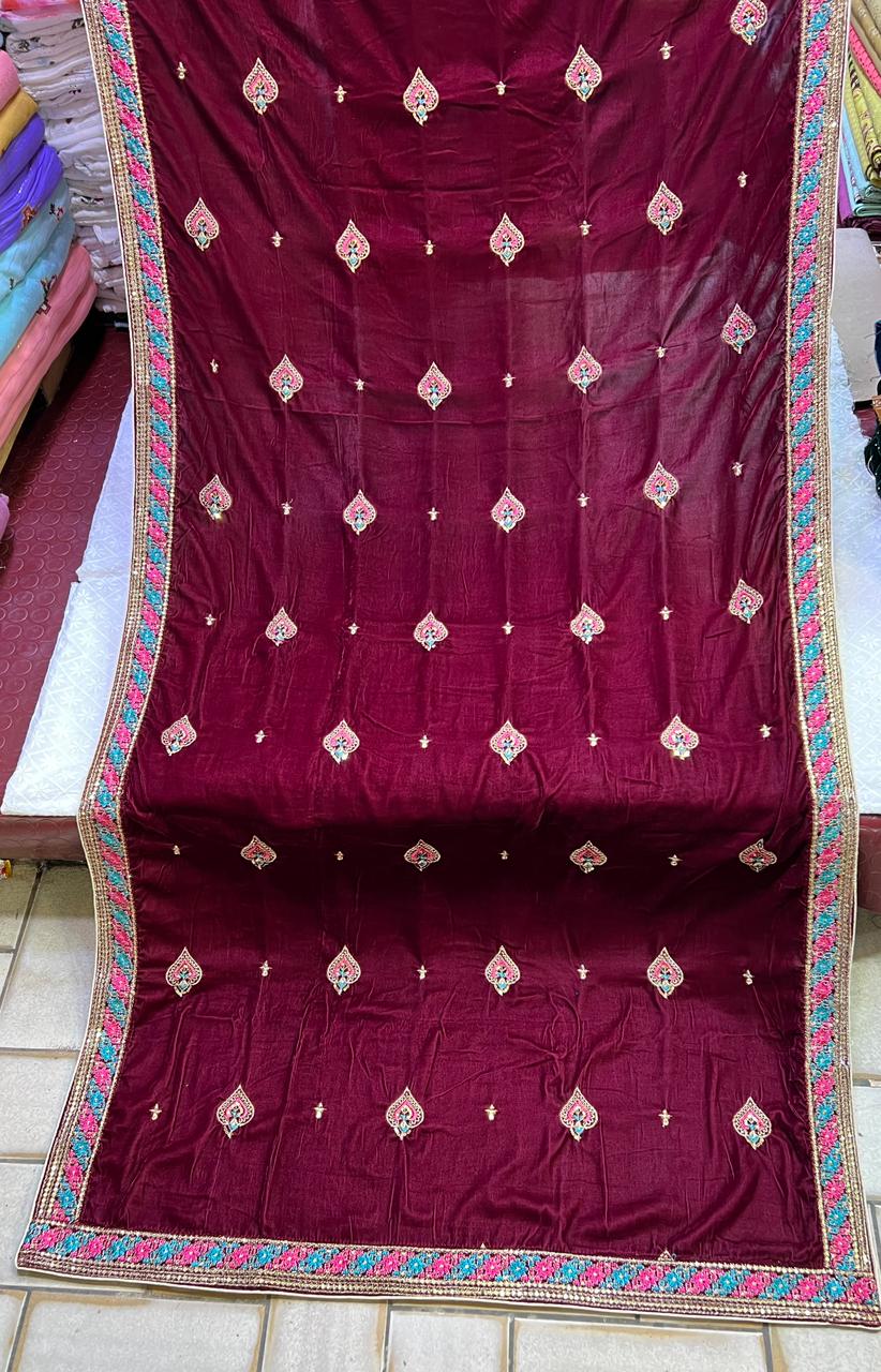 Velvet Zari Sequence Embroider Shawl