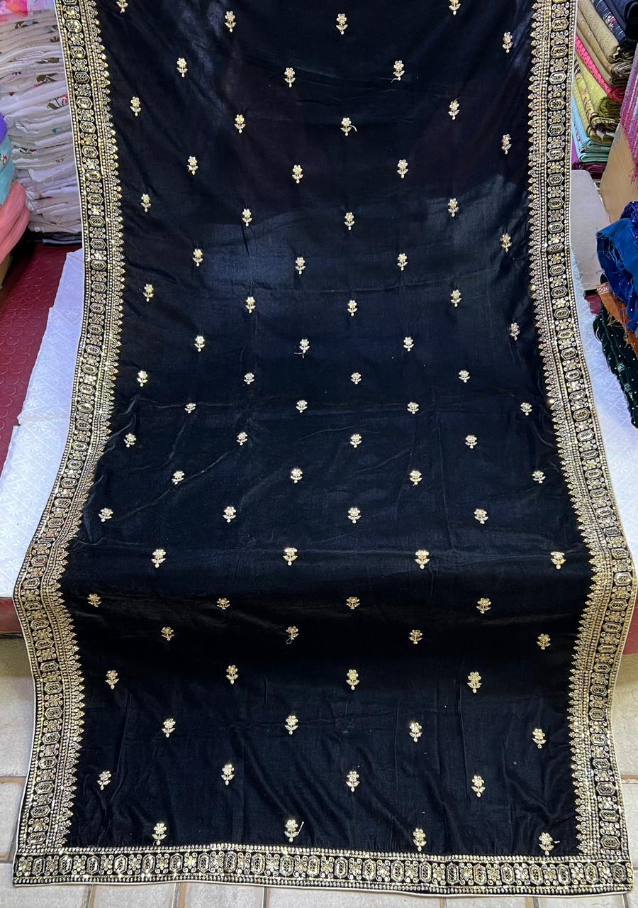 Velvet Zari Sequence Embroider Shawl