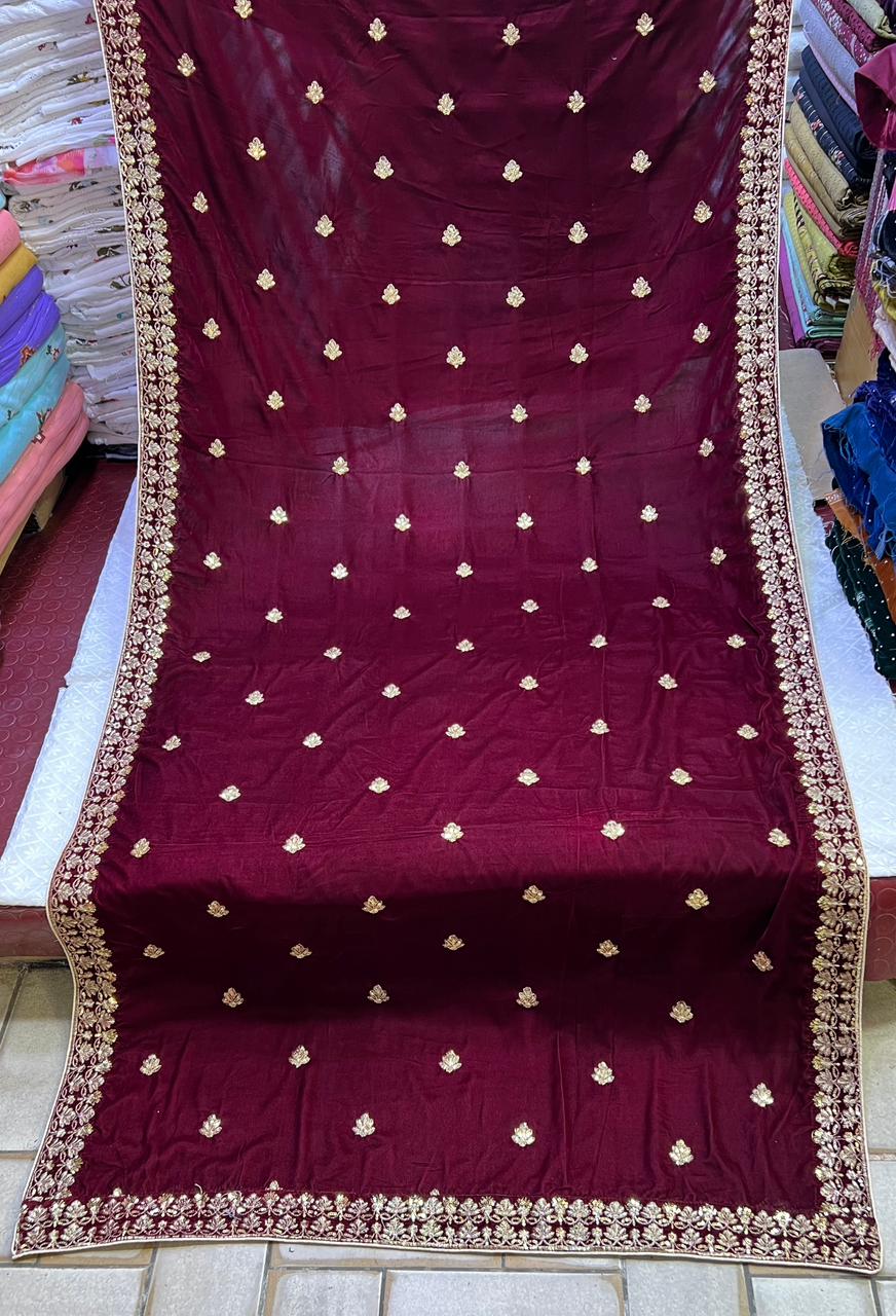Velvet Zari Sequence Embroider Shawl