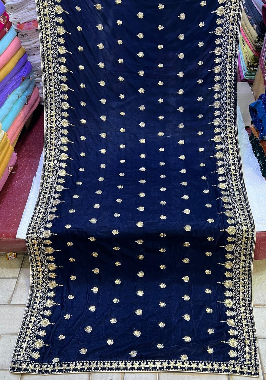 Velvet Zari Sequence Embroider Shawl