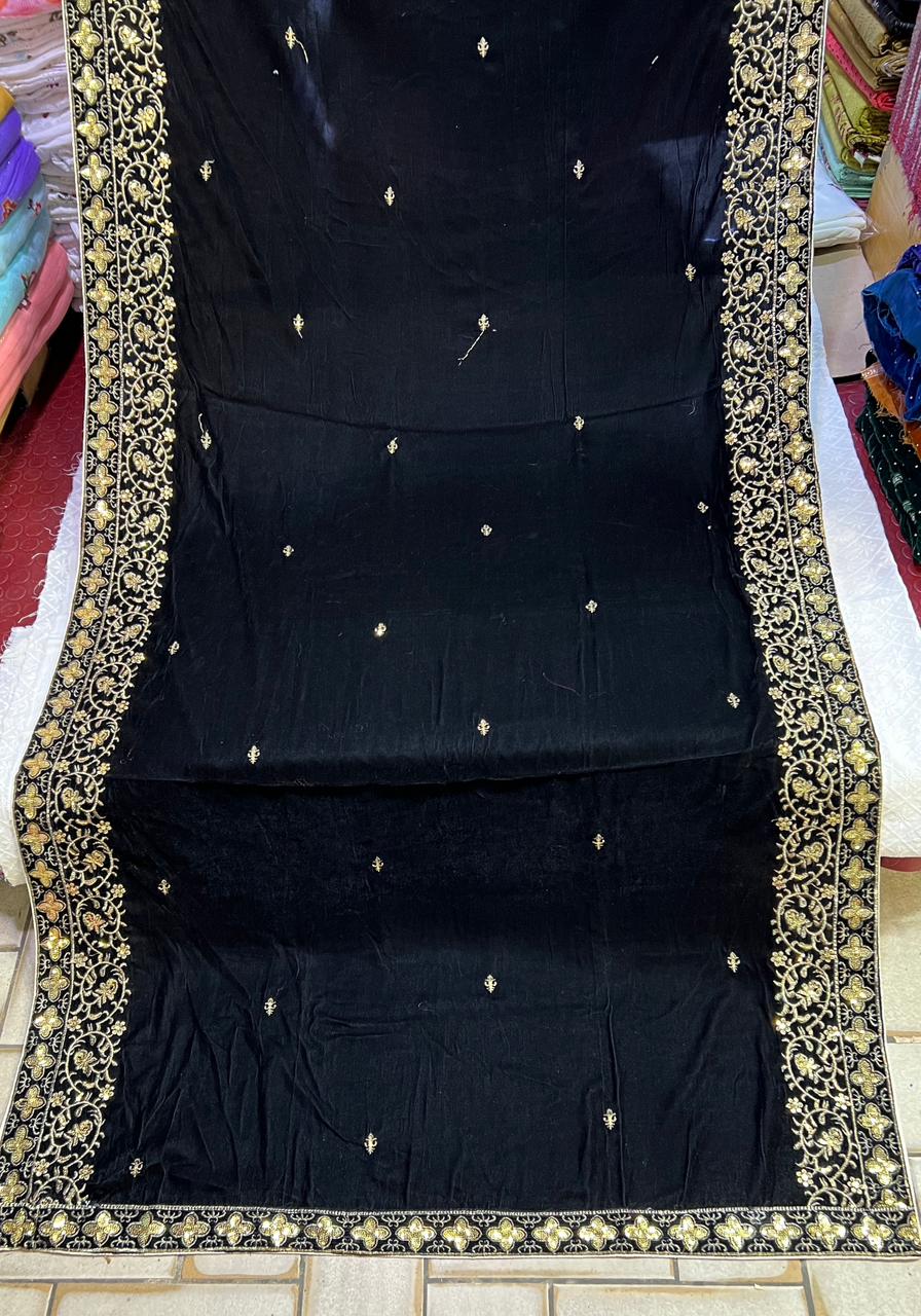 Velvet Zari Sequence Embroider Shawl