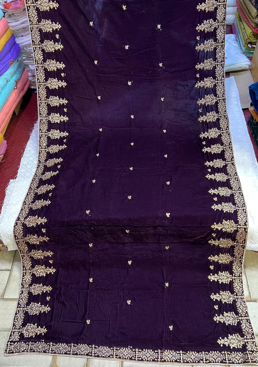 Velvet Zari Sequence Embroider Shawl