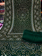 Superior Quality Velvet Suit With Block Printed Velvet Shawl With Pearls  Mirror Work
