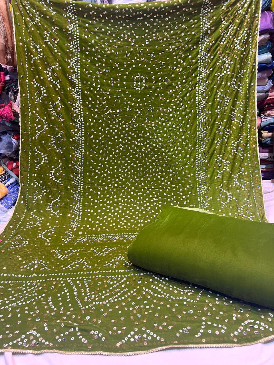 Superior Quality Velvet Suit With Block Printed Velvet Shawl With Pearls  Mirror Work