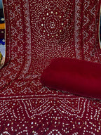 Superior Quality Velvet Suit With Block Printed Velvet Shawl With Pearls  Mirror Work