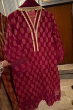 Pure Jackard Cotton Lacework Stiched 3 Piece