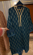 Pure Jackard Cotton Lacework Stiched 3 Piece