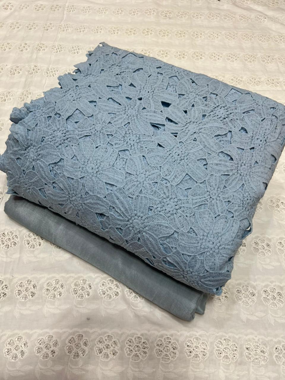 Qureshiya Cut Work Chikan Kari Shirt with Cotton Silk Trouser