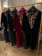 9K Micro Velvet Maxi with Heavy Handwork Neckline & Organza Patch Sleeves