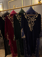 9K Micro Velvet Maxi with Heavy Handwork Neckline & Organza Patch Sleeves